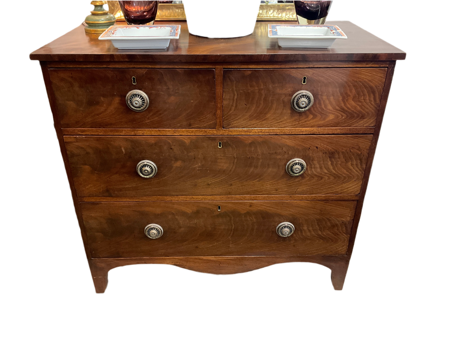 Georgian flame mahogany 2 short and two long chest of drawers