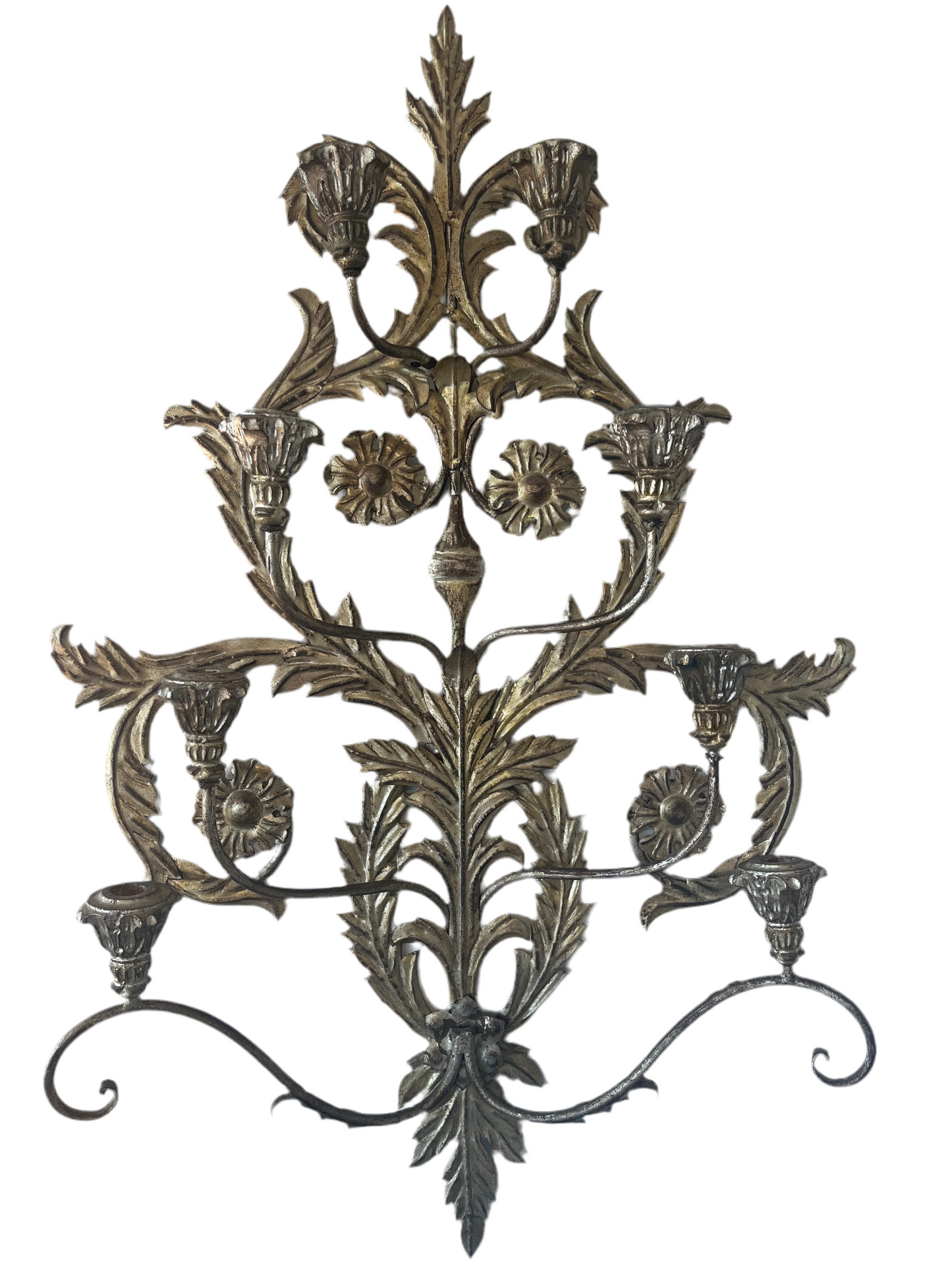 Large Gilt Decorative 8 Candle Wall Sconce