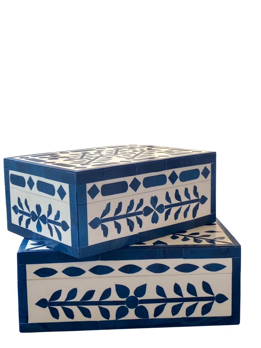 Set of Oriental Blue Bone Inlay Boxes Kit & Caboodle NZ