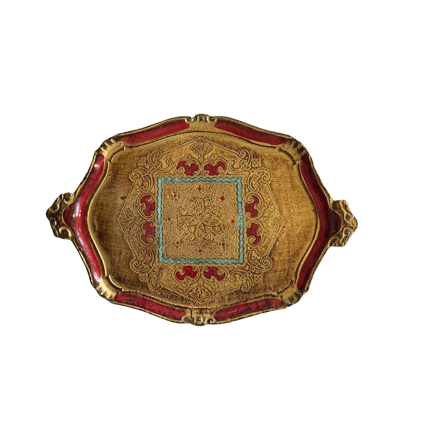 Vermillion & Gold Florentine Tray