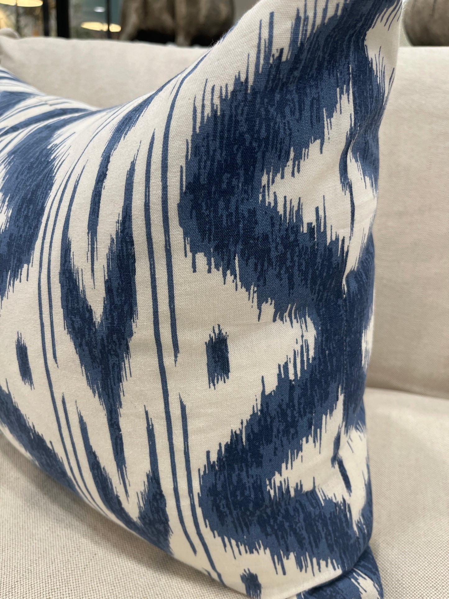 Whiteman & mellor Blue & White Ikat Cushion