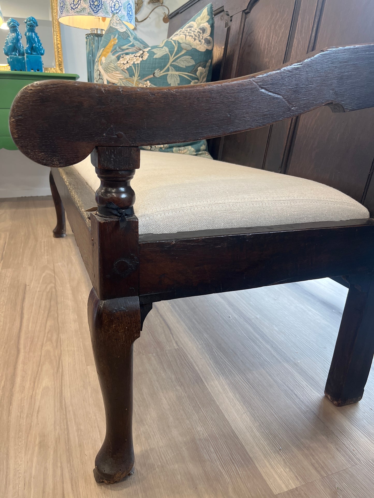 Jacobean 4 Panel Oak Settle