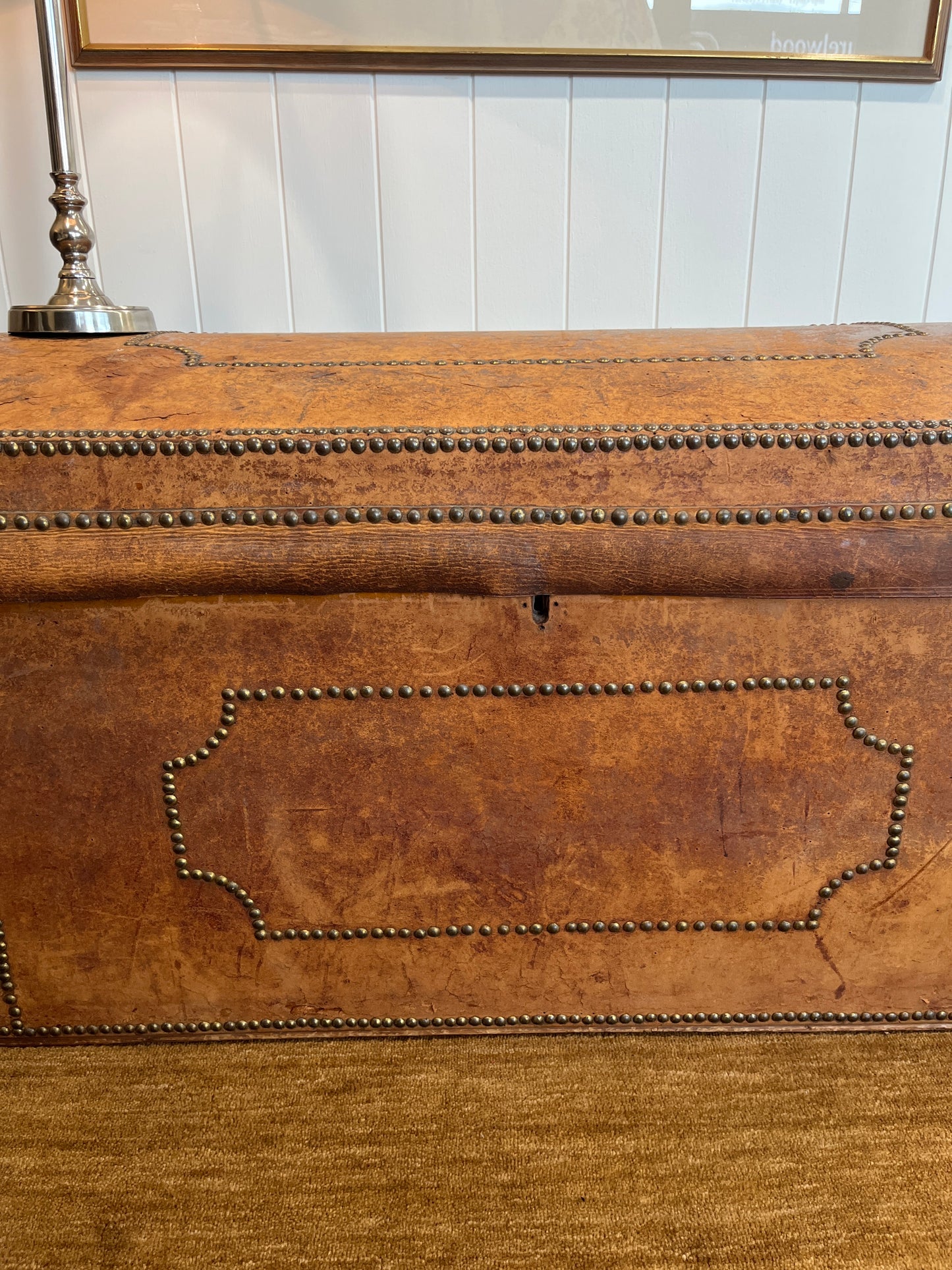 19th Century Studded Leather Trunk