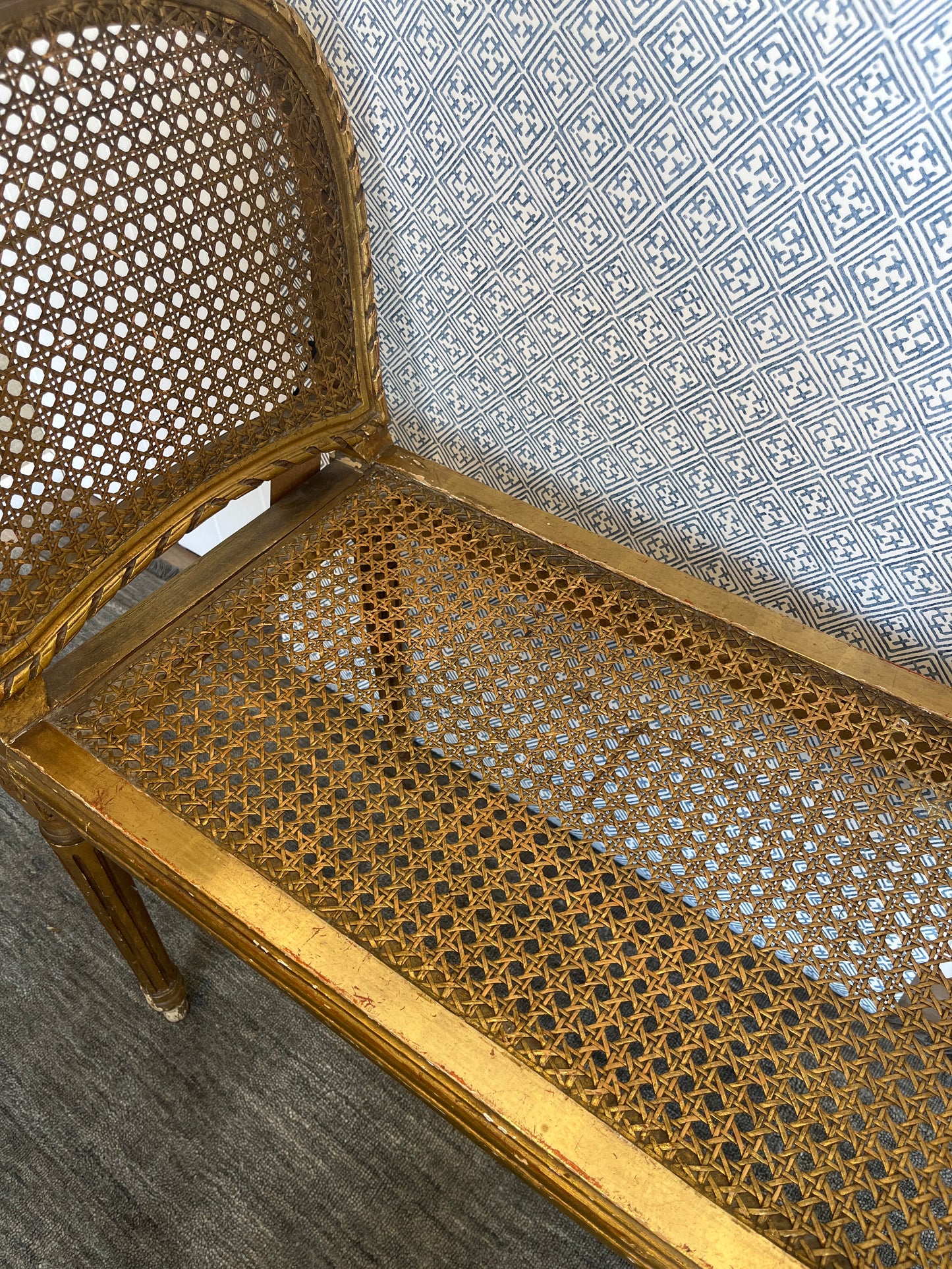 Water Gilded & Rattan Louis Loveseat