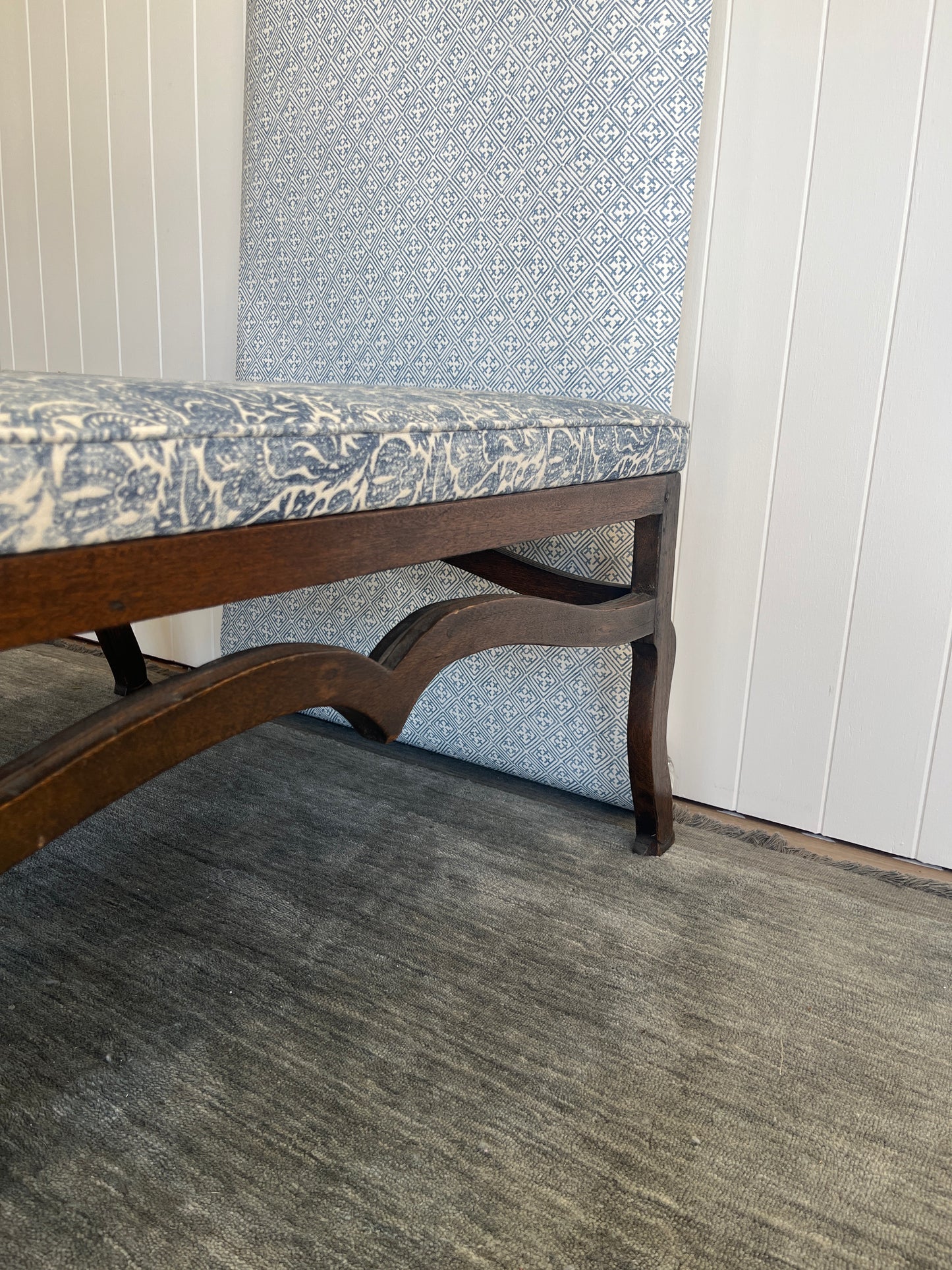 Oak Framed Ottoman With Cupid Bow Detailing