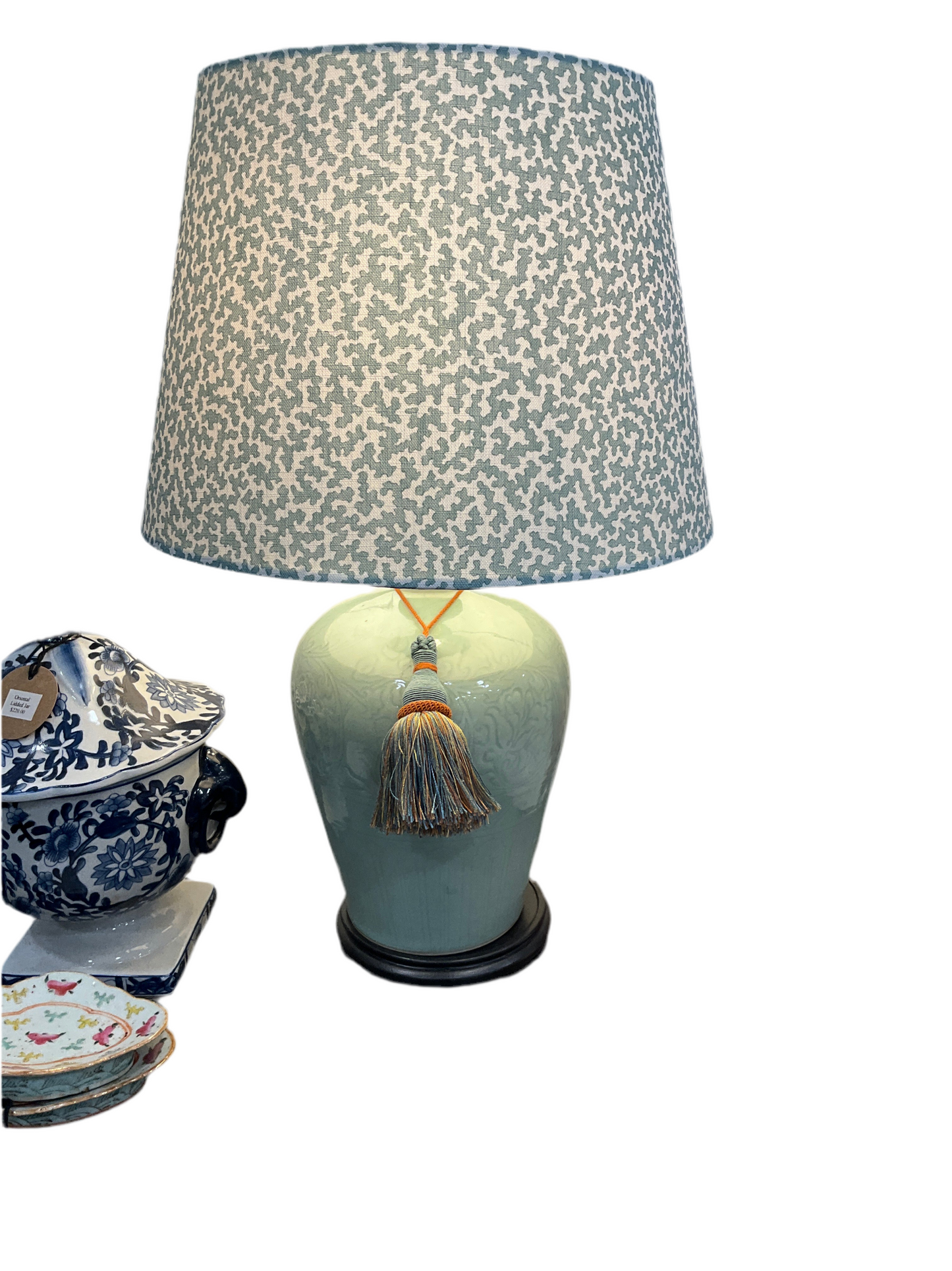 Celadon coral lampshade