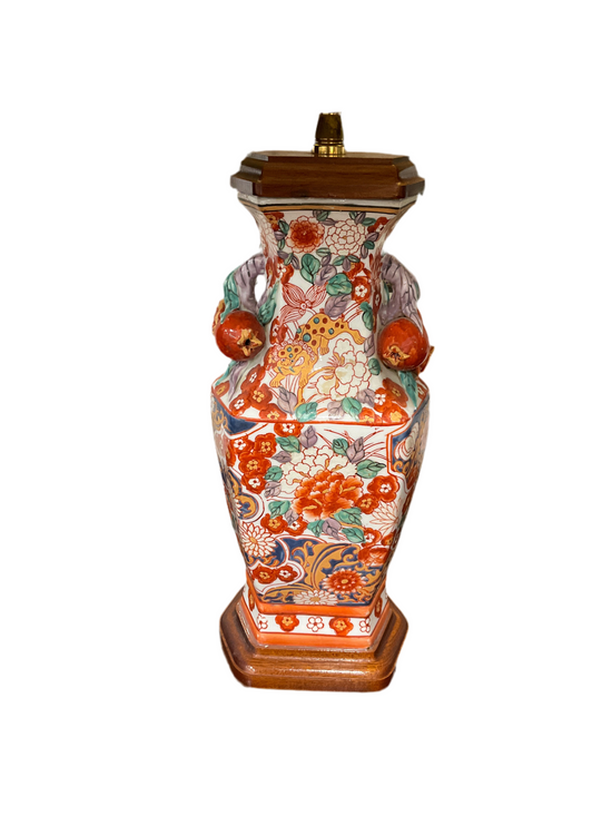 Antique Chinese Pomegranate handle Oriental table lamp