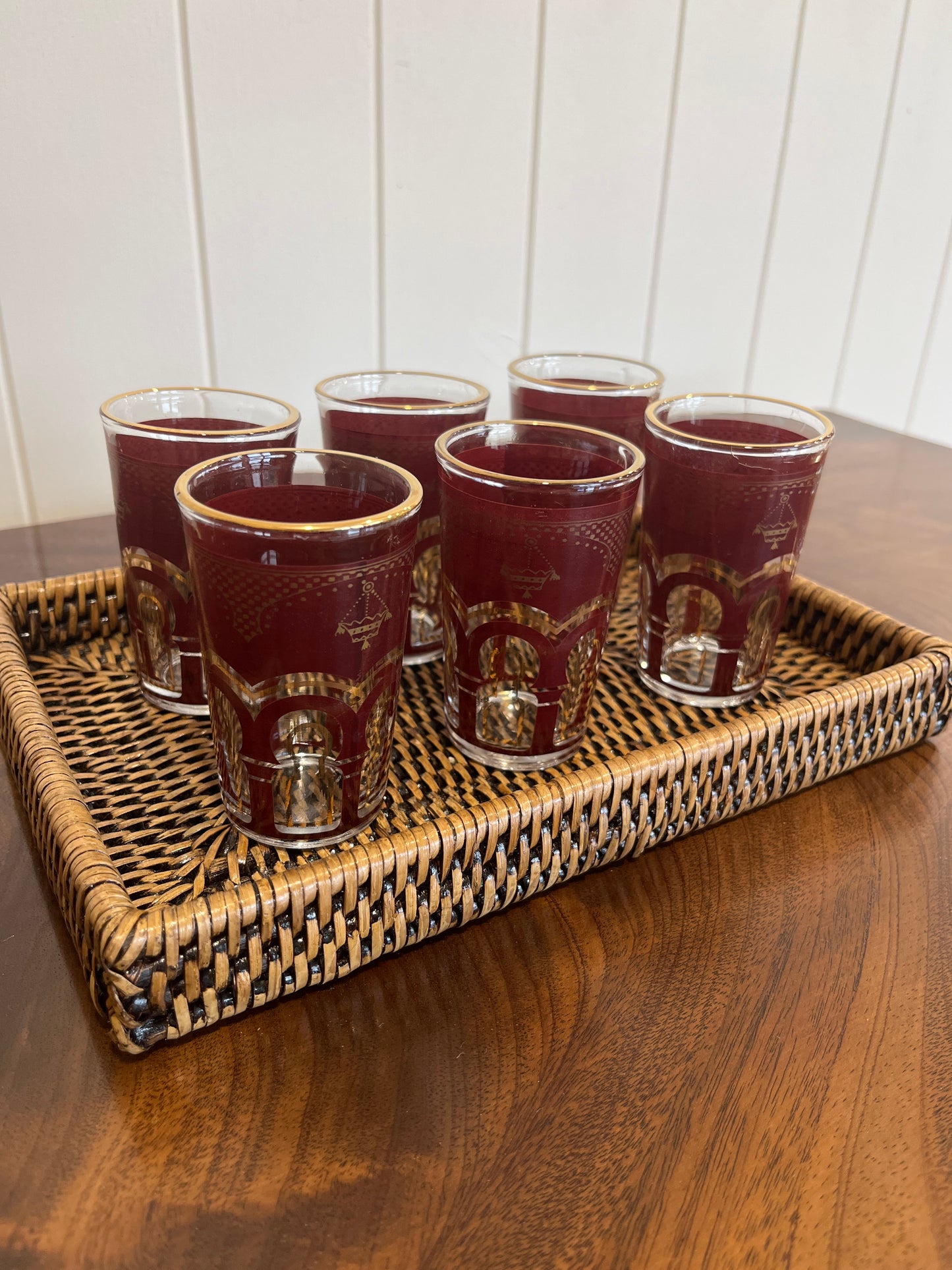 Gorgeous Morrocan Red & Gold Filigree Tea Glasses (set of 6)