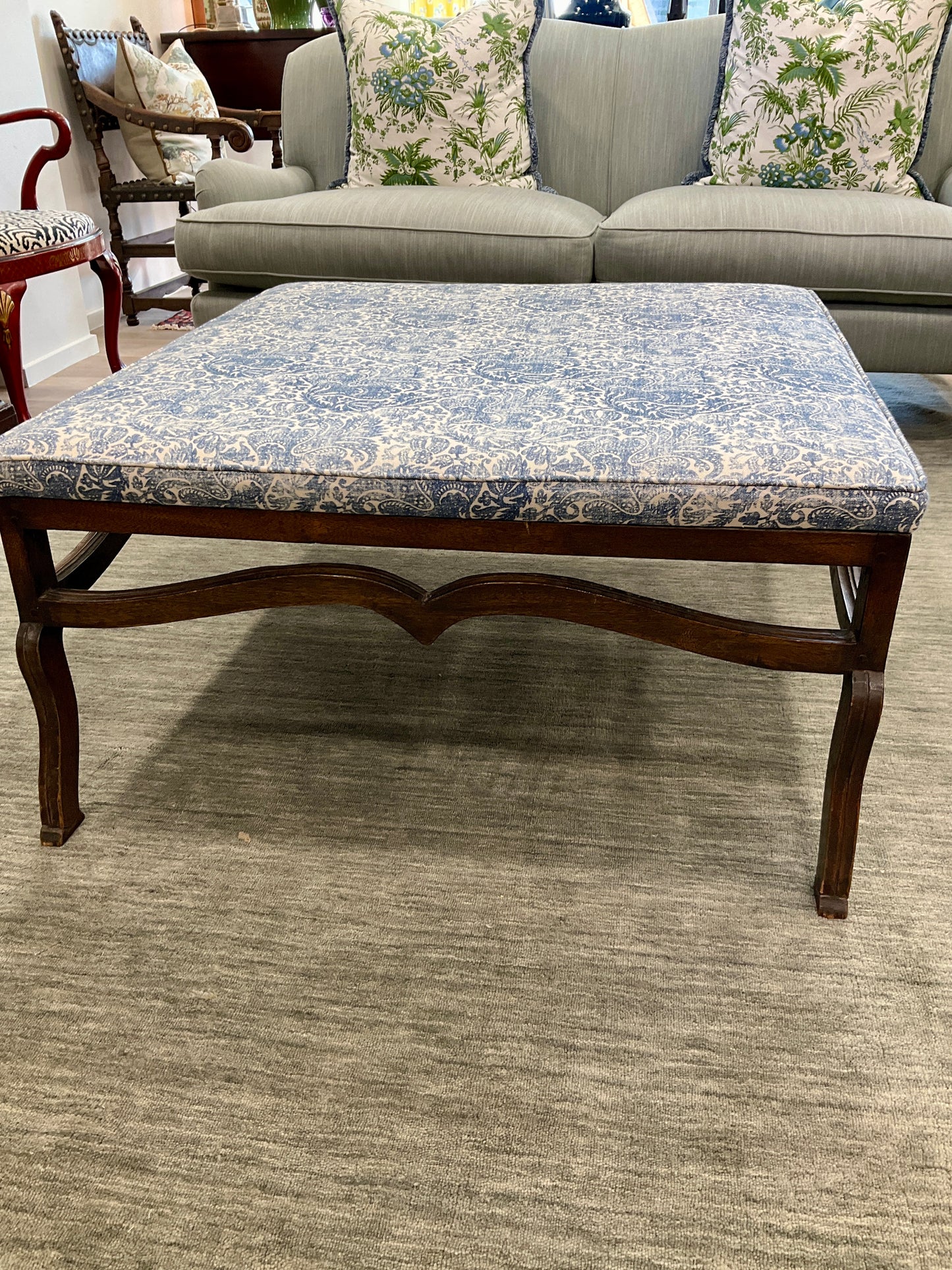 Oak framed with cupids bow detail Ottoman