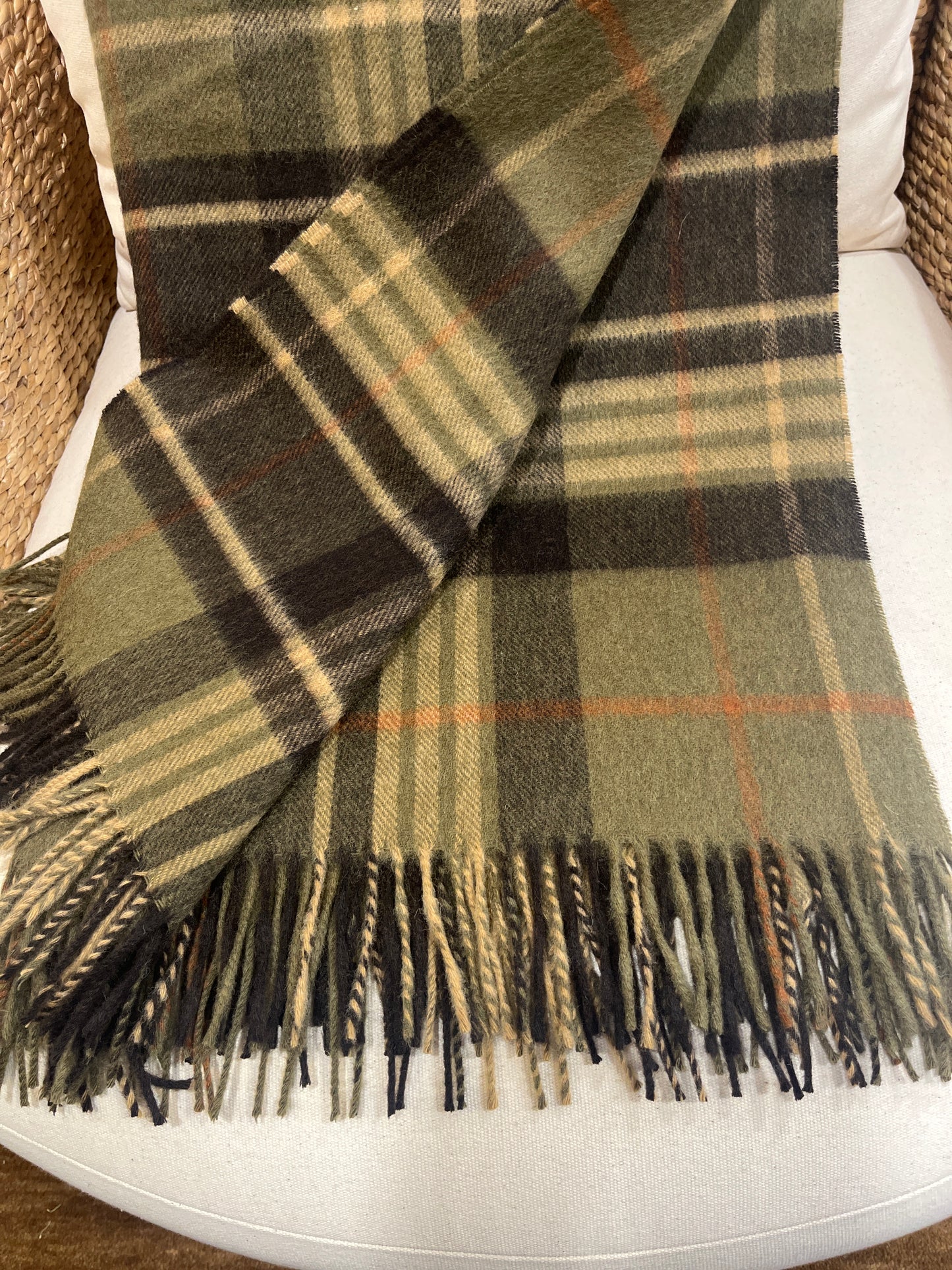 Estate Plaid Olive Merino Throw