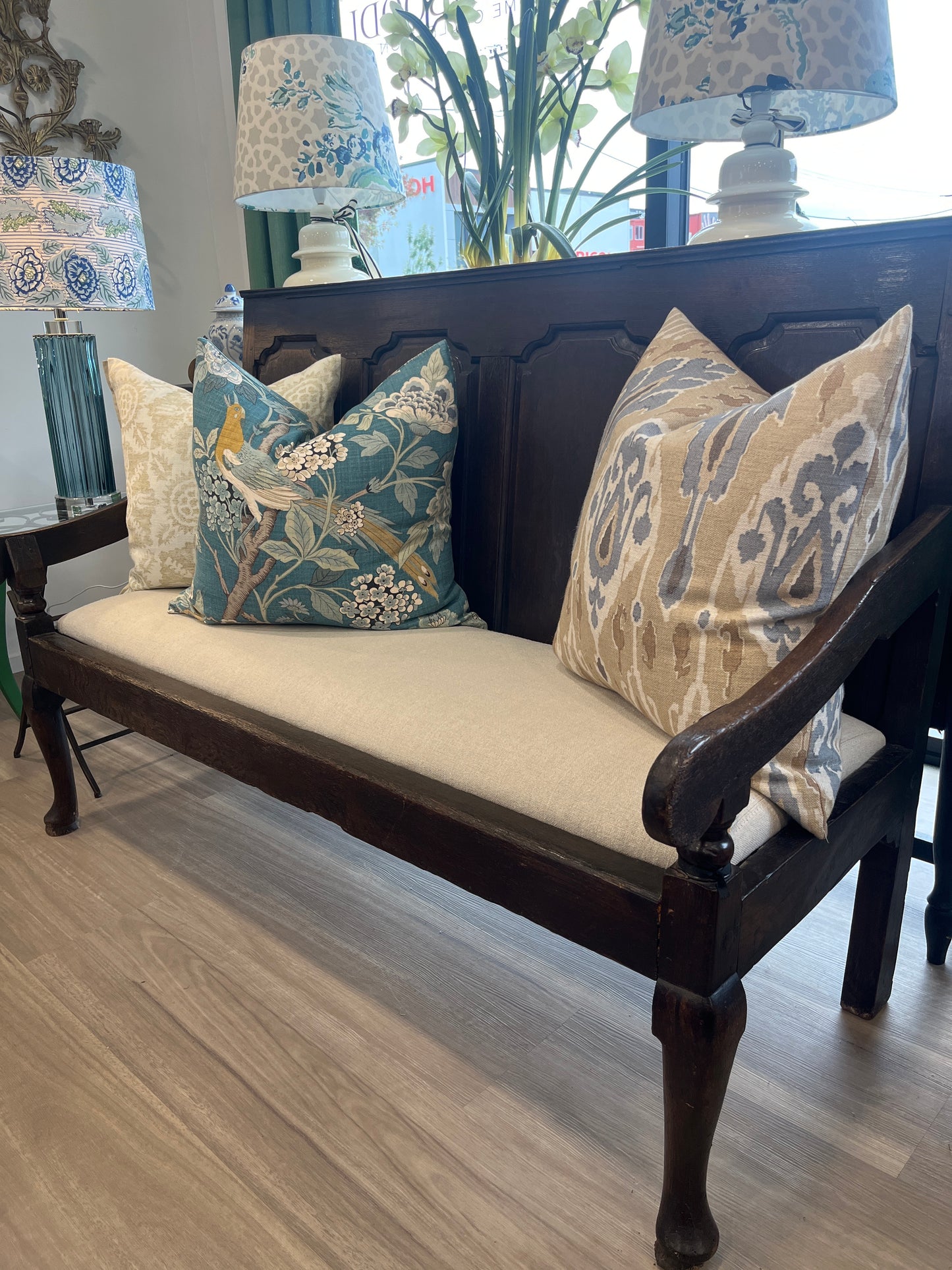 Jacobean 4 Panel Oak Settle