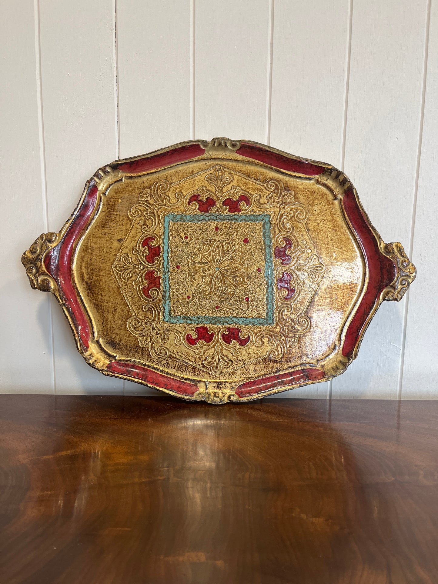 Vermillion & Gold Florentine Tray