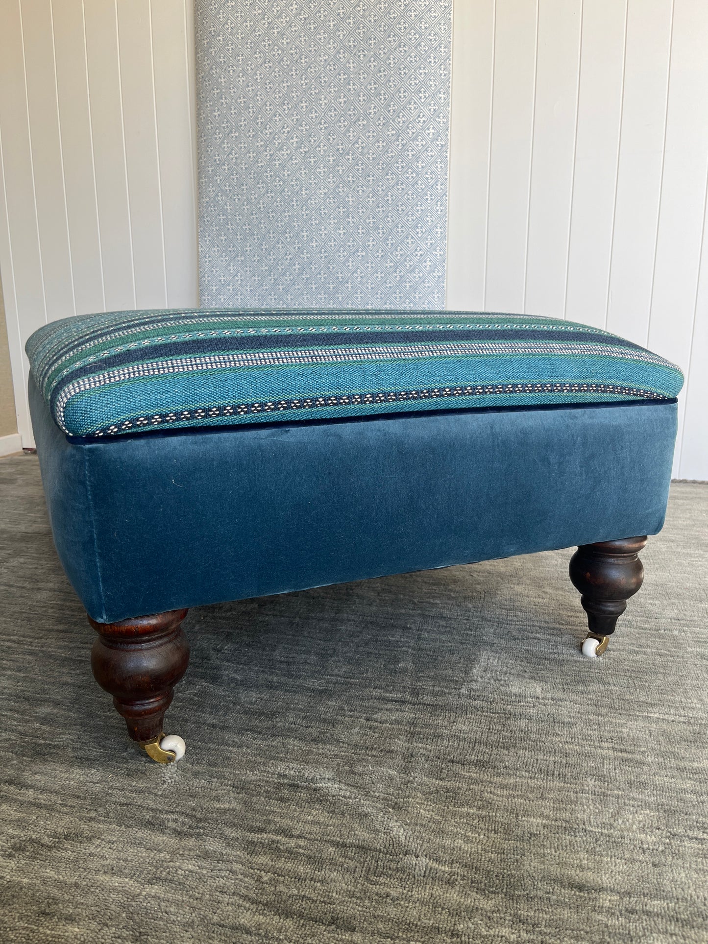 William Yeoward Striped Jute Ottoman