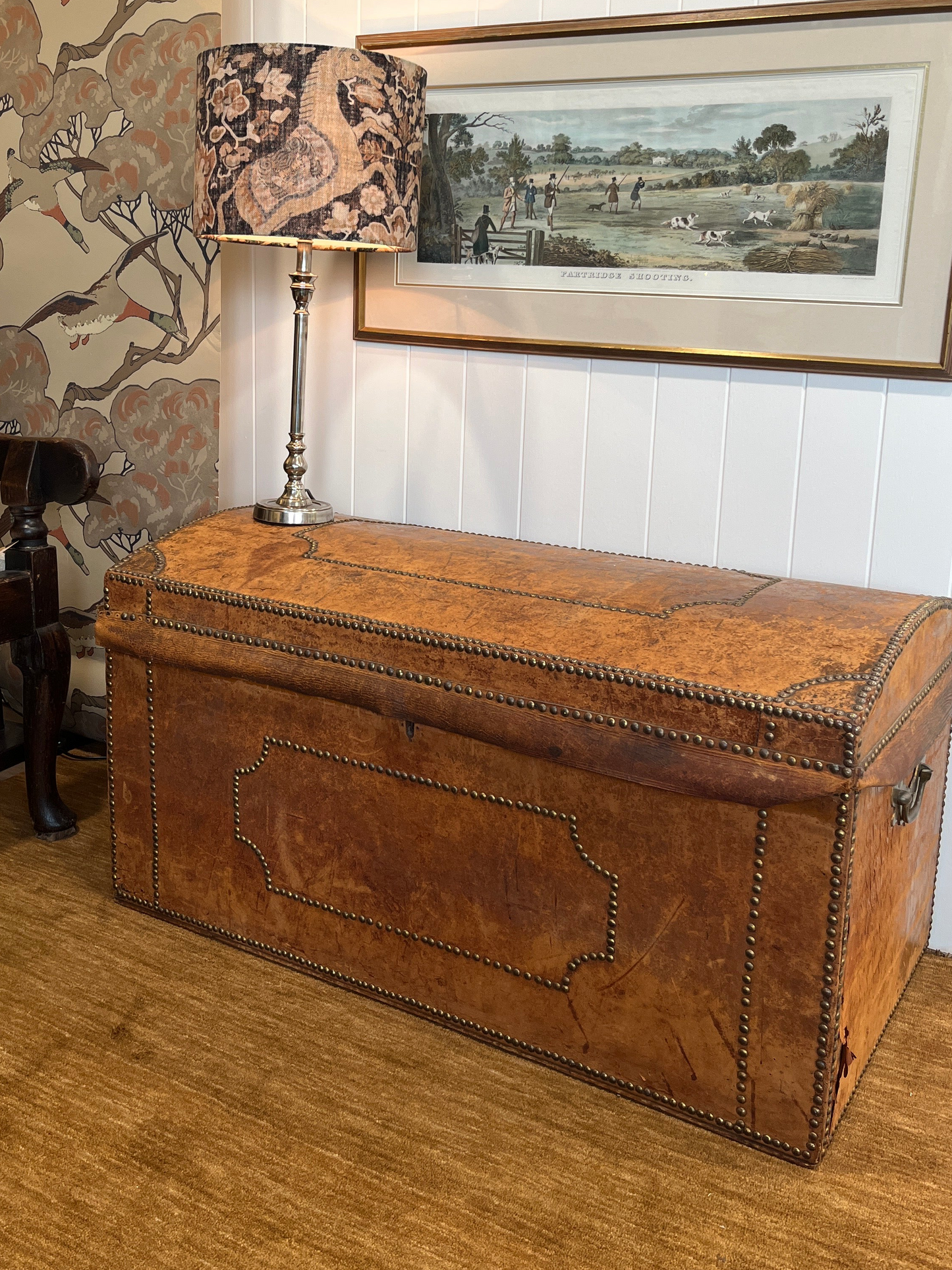 19th Century Studded Leather Trunk