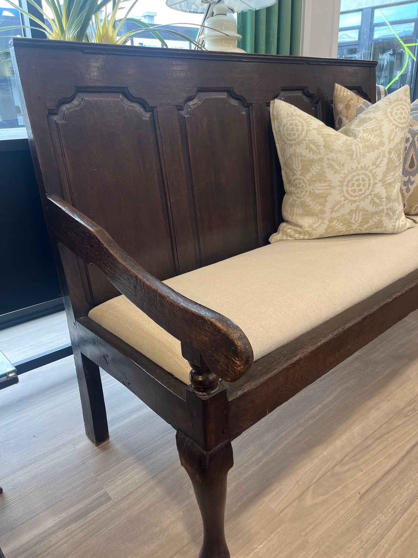 Jacobean 4 Panel Oak Settle