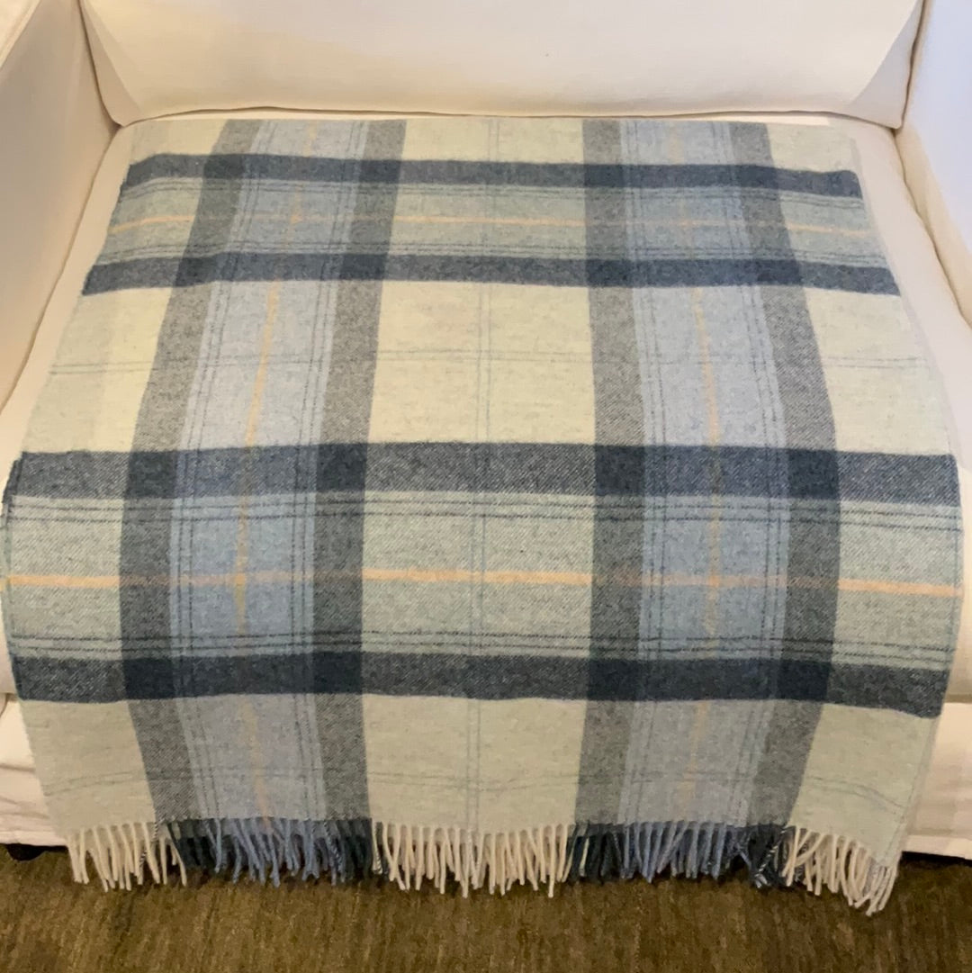 Hues of Blue Tartan Woollen Blanket