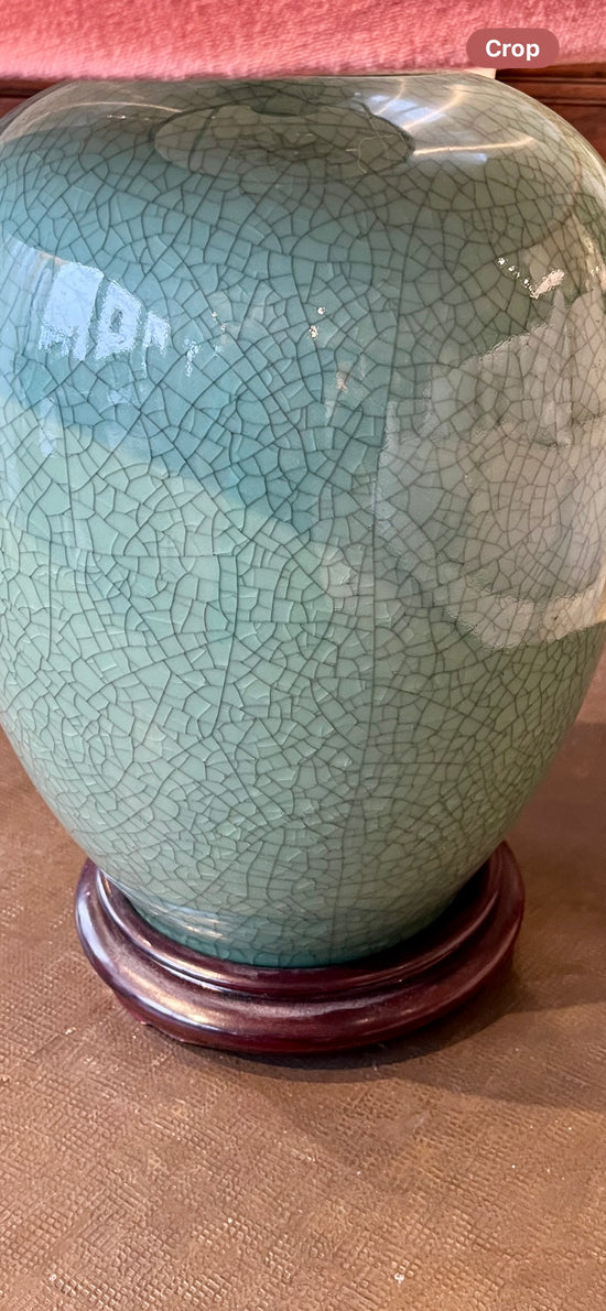 Pair of large Jade Crackle Lampbases