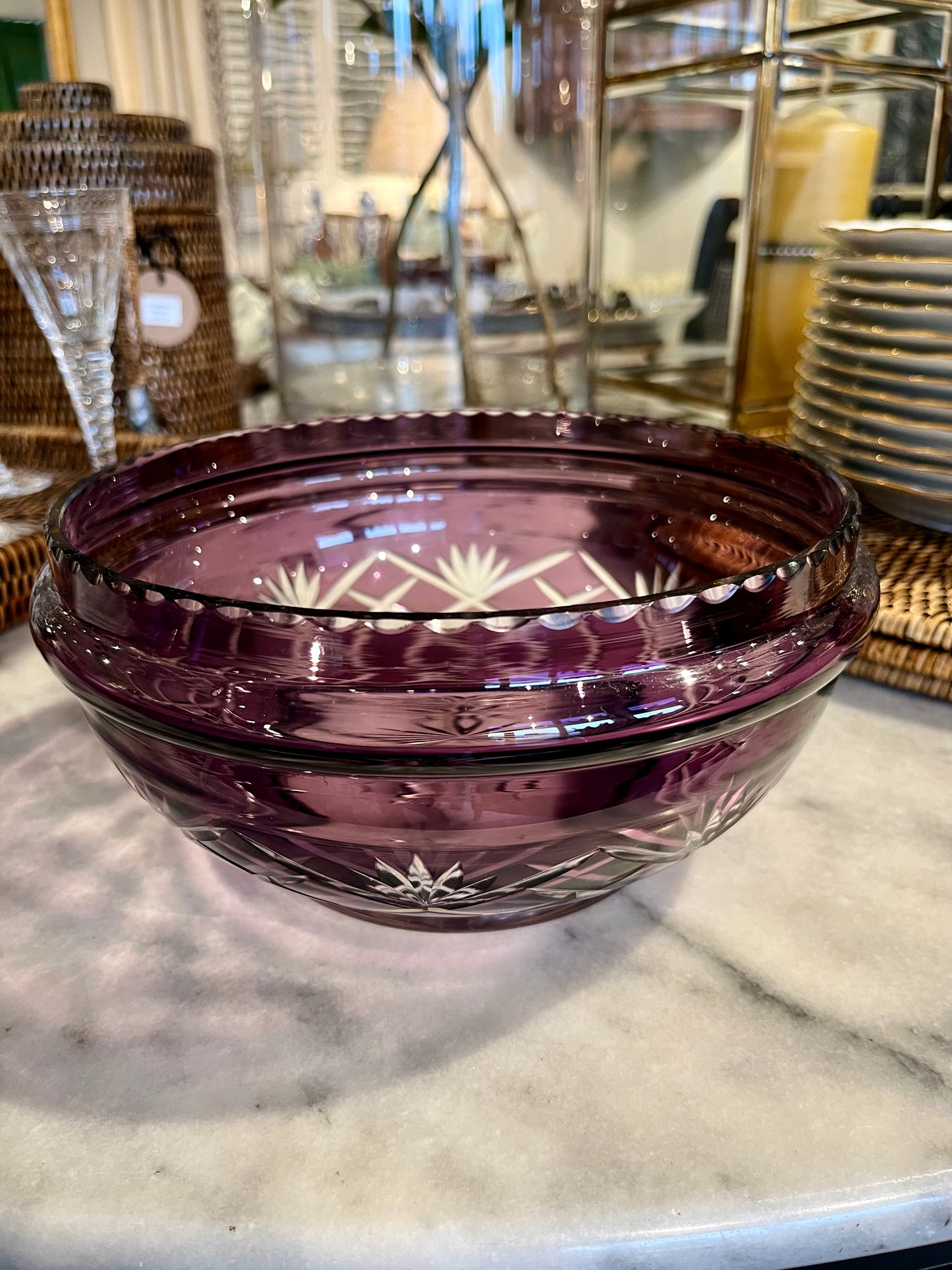 Antique Amethyst Crystal Bowl