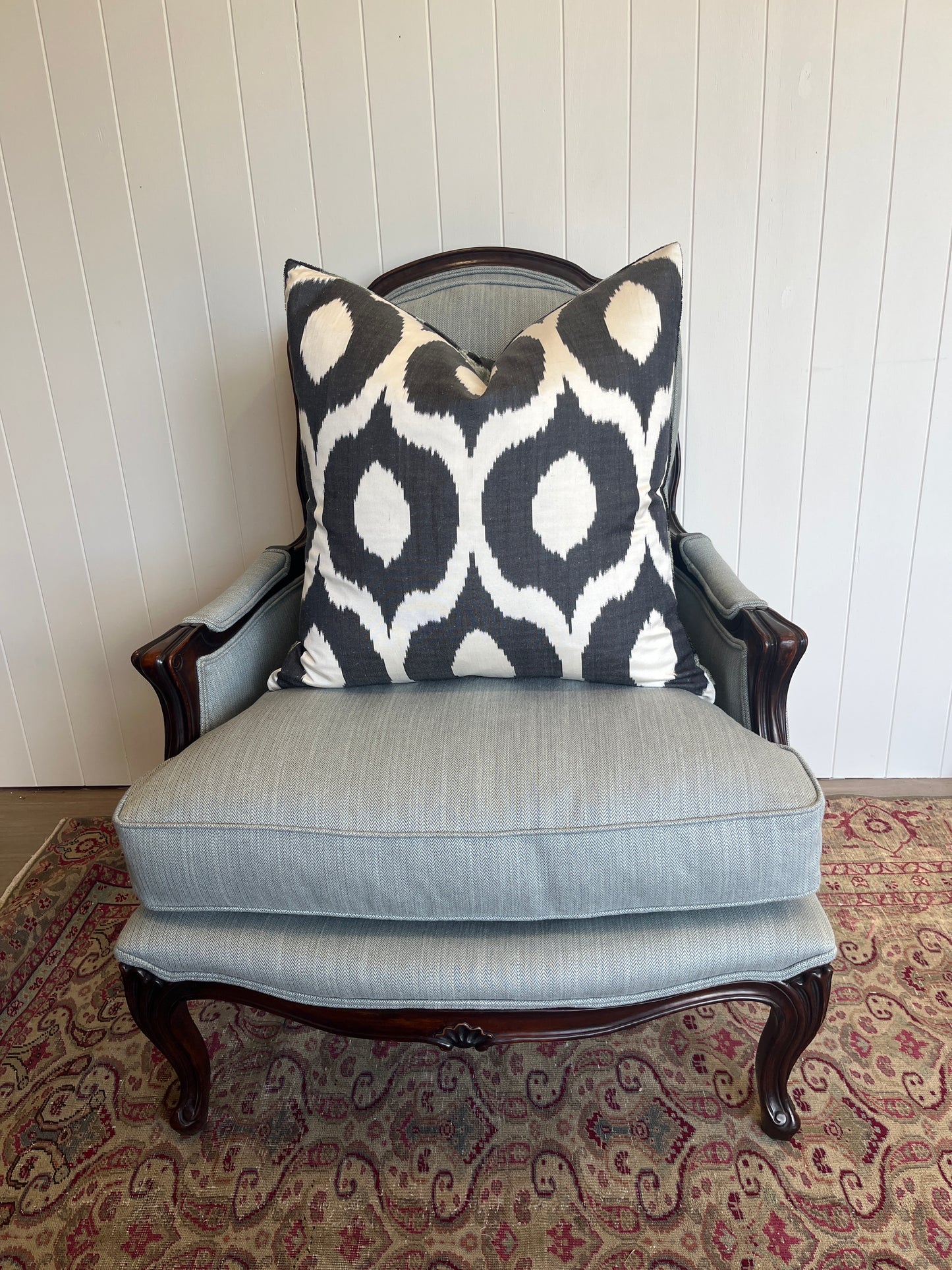 Monochromatic Silk Velvet Ikat Cushion