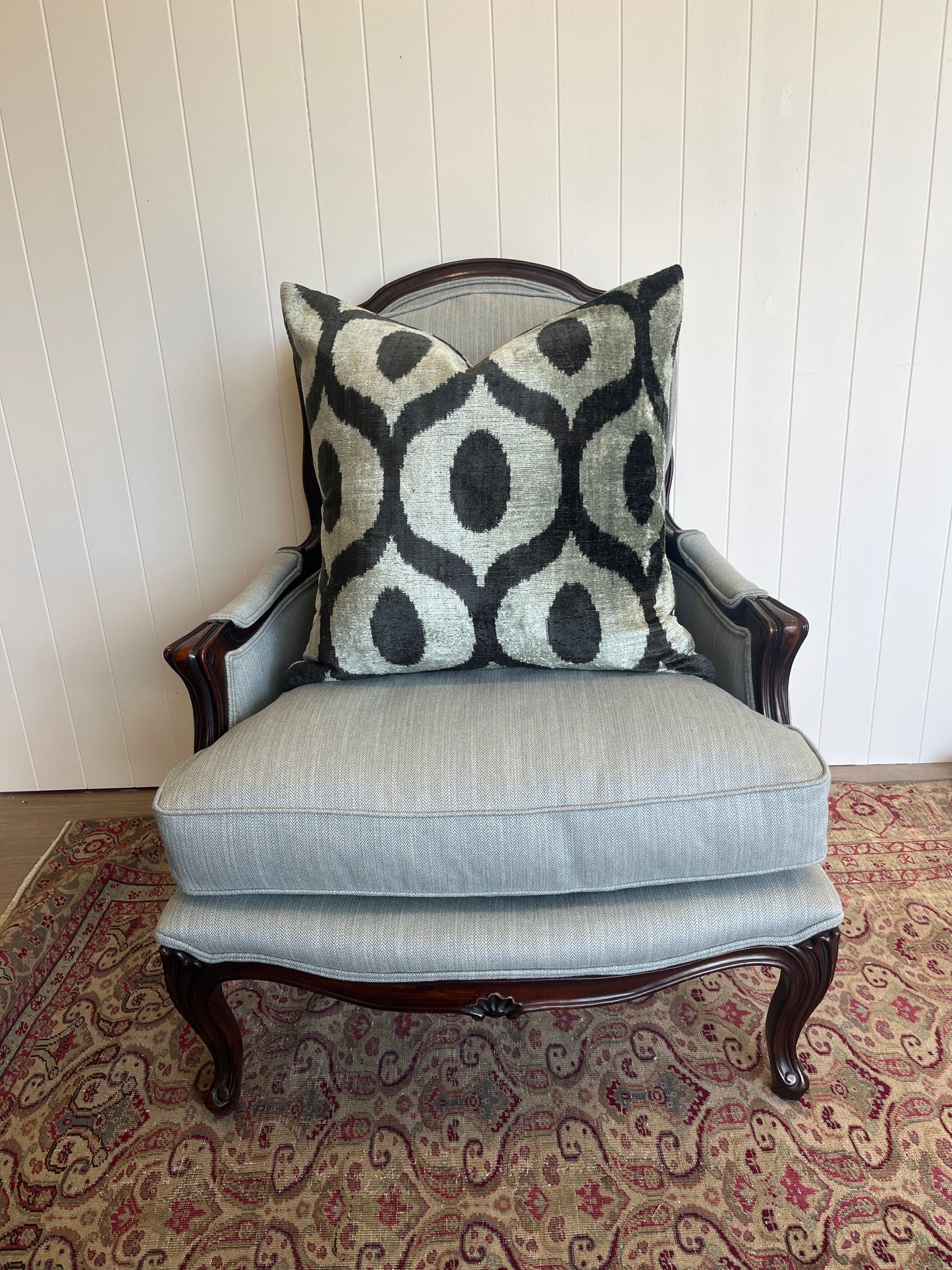 Monochromatic Silk Velvet Ikat Cushion