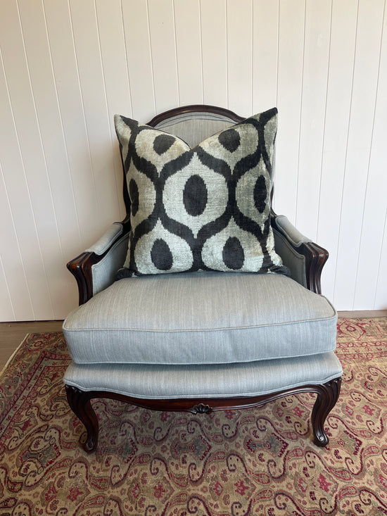 Monochromatic Silk Velvet Ikat Cushion