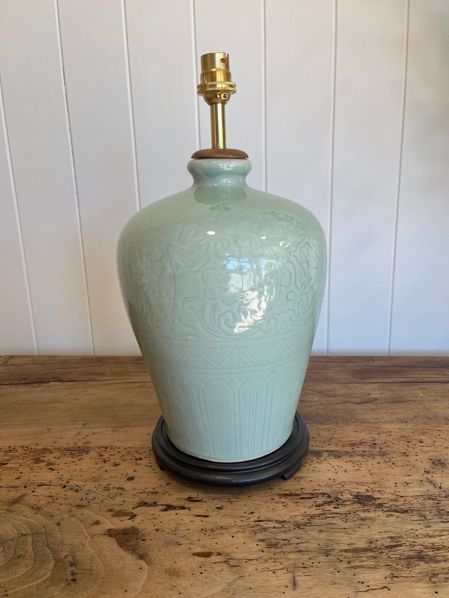 Pair Celadon Lamp Bases