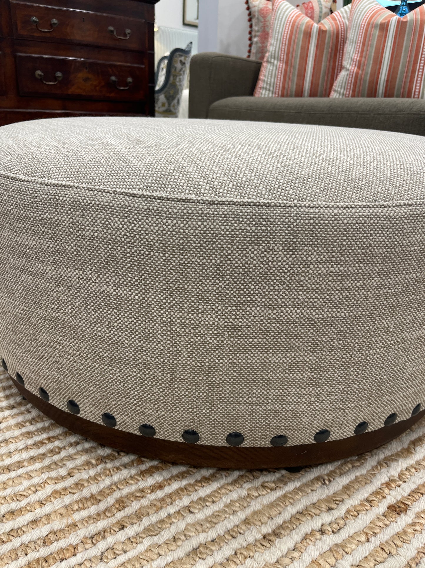 Round studded Ottoman