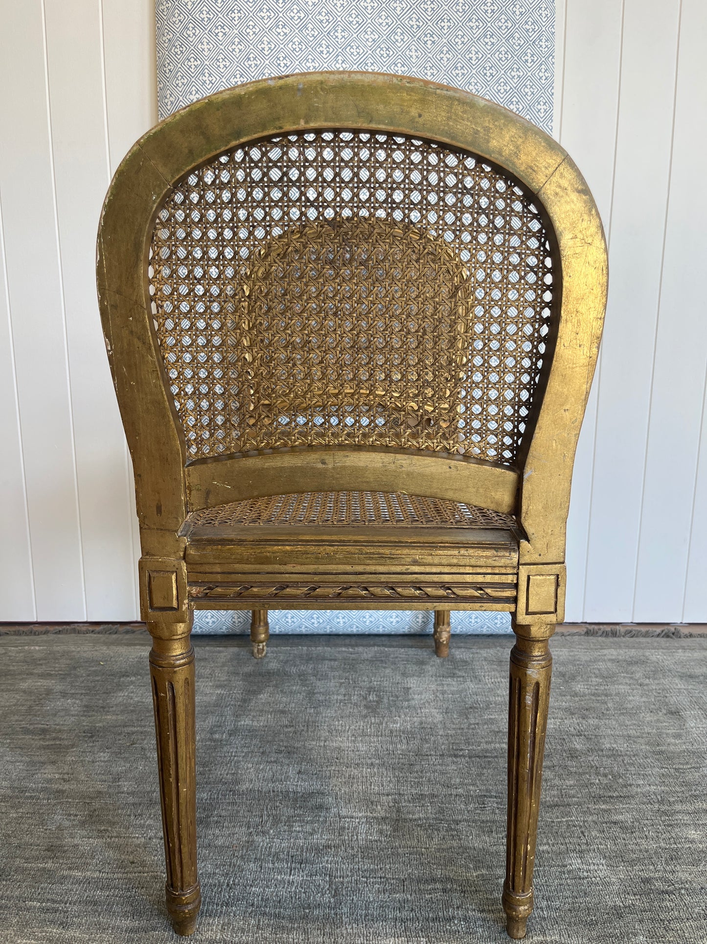Water Gilded & Rattan Louis Loveseat