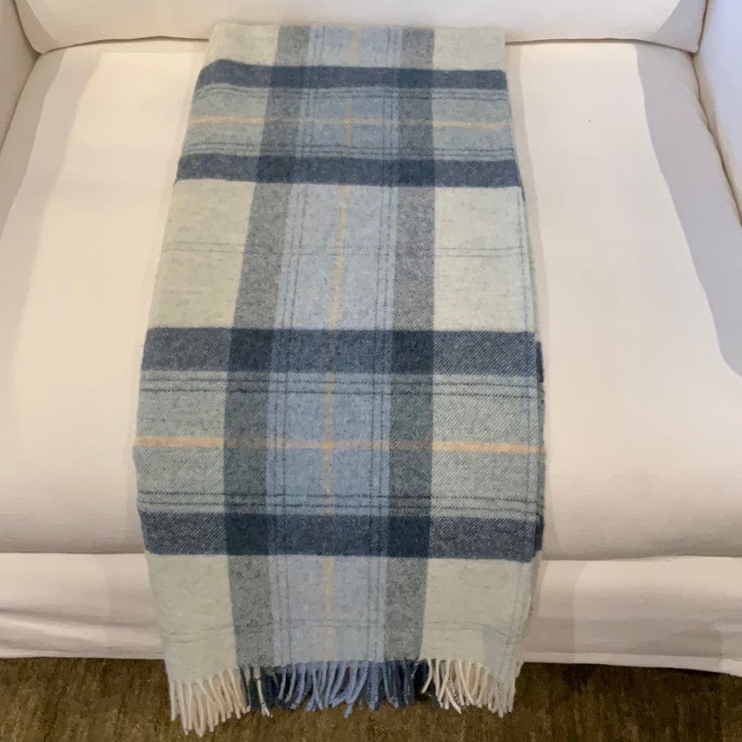 Hues of Blue Tartan Woollen Blanket