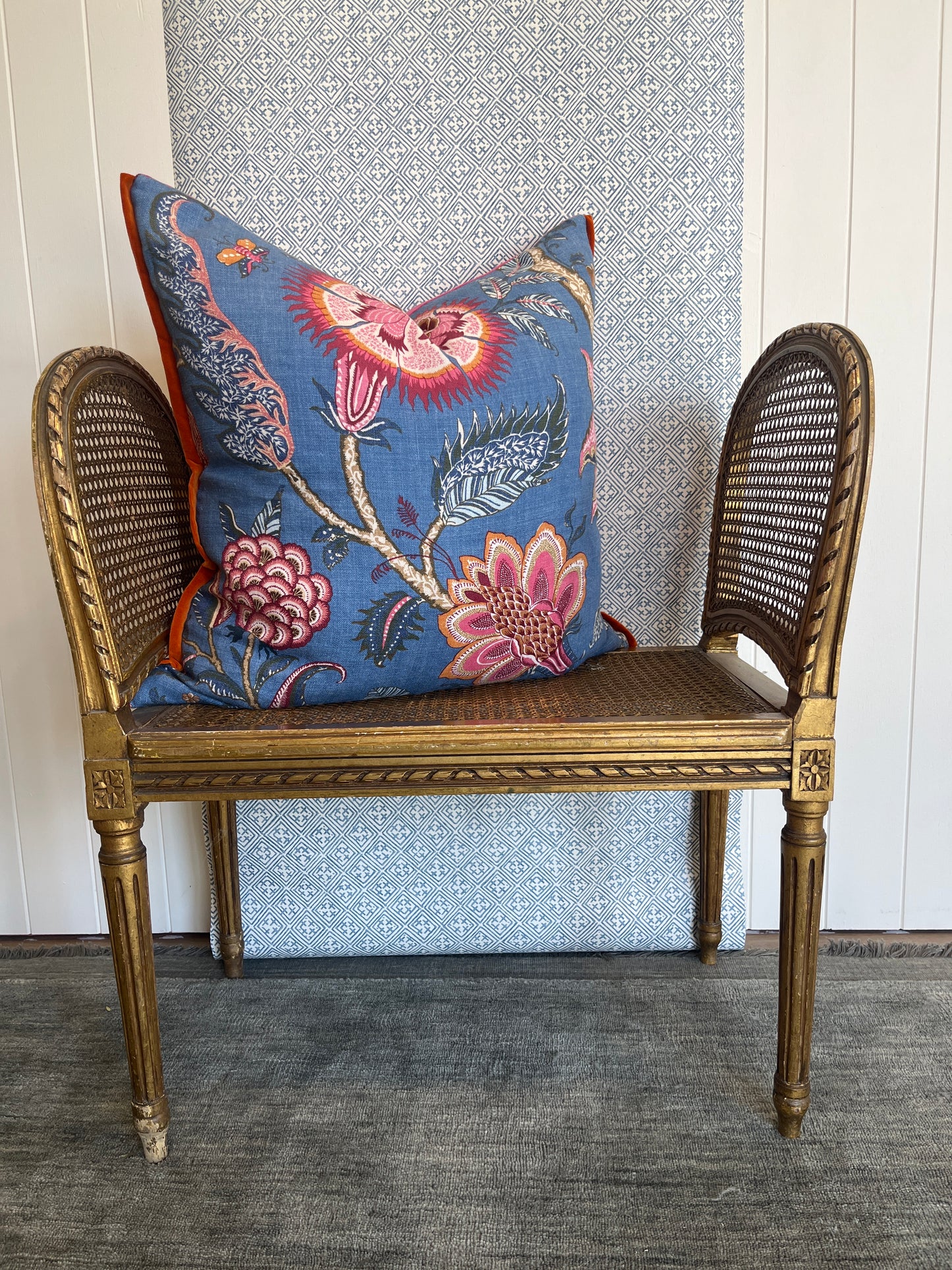 Water Gilded & Rattan Louis Loveseat