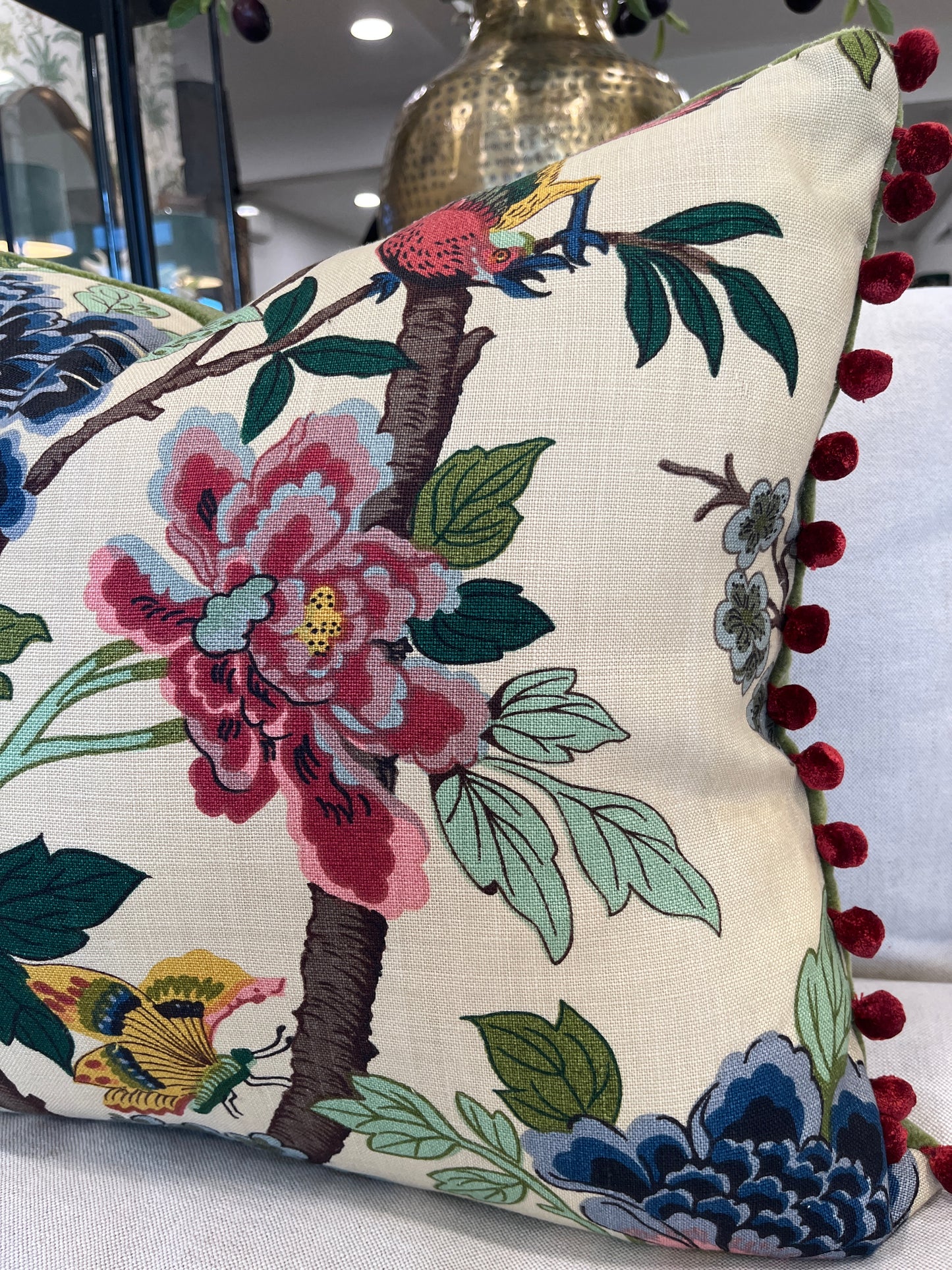 GP & J Baker Hydrangea Bird Cushion