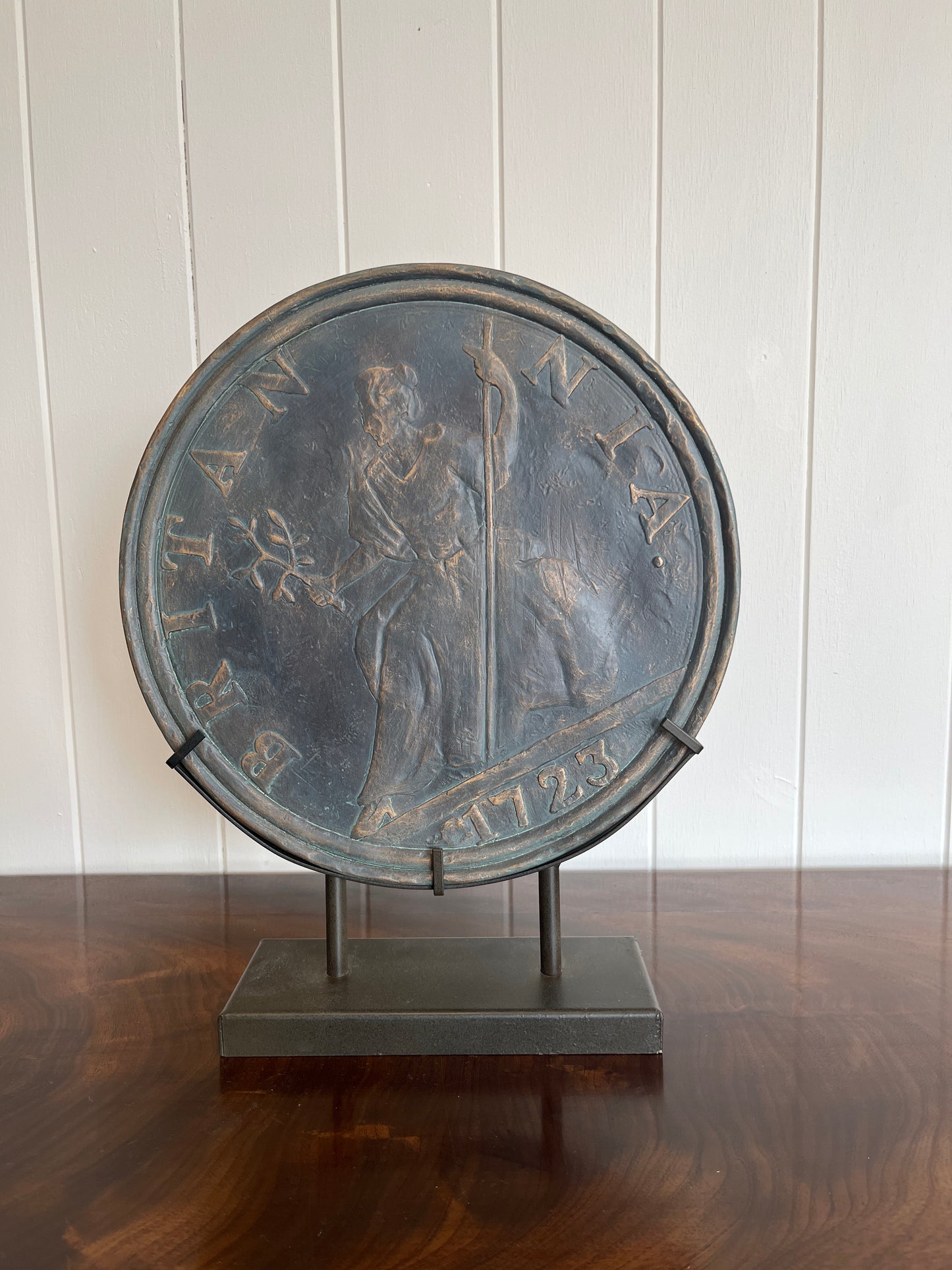 Reversible Brass Coin on Display Stand