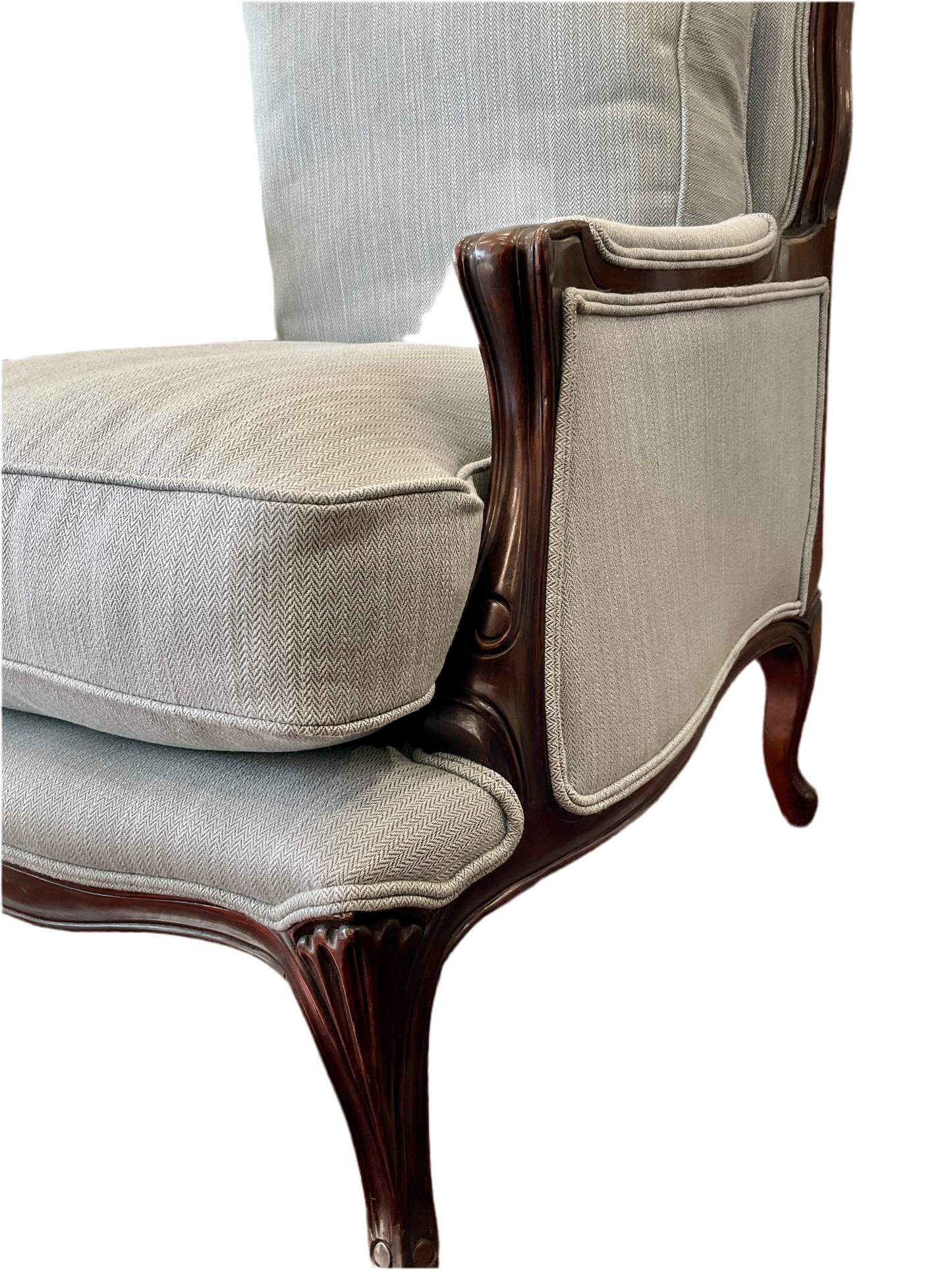 New Oak Framed & Herringbone Pair of Louis Chairs