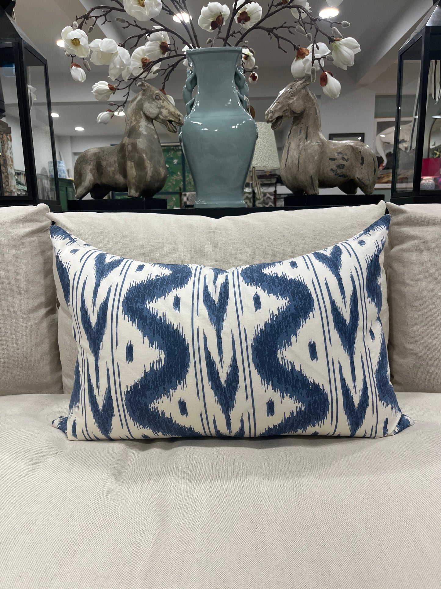 Whiteman & mellor Blue & White Ikat Cushion