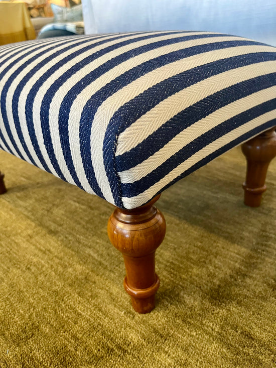 Blue & White Striped Girones Footstool