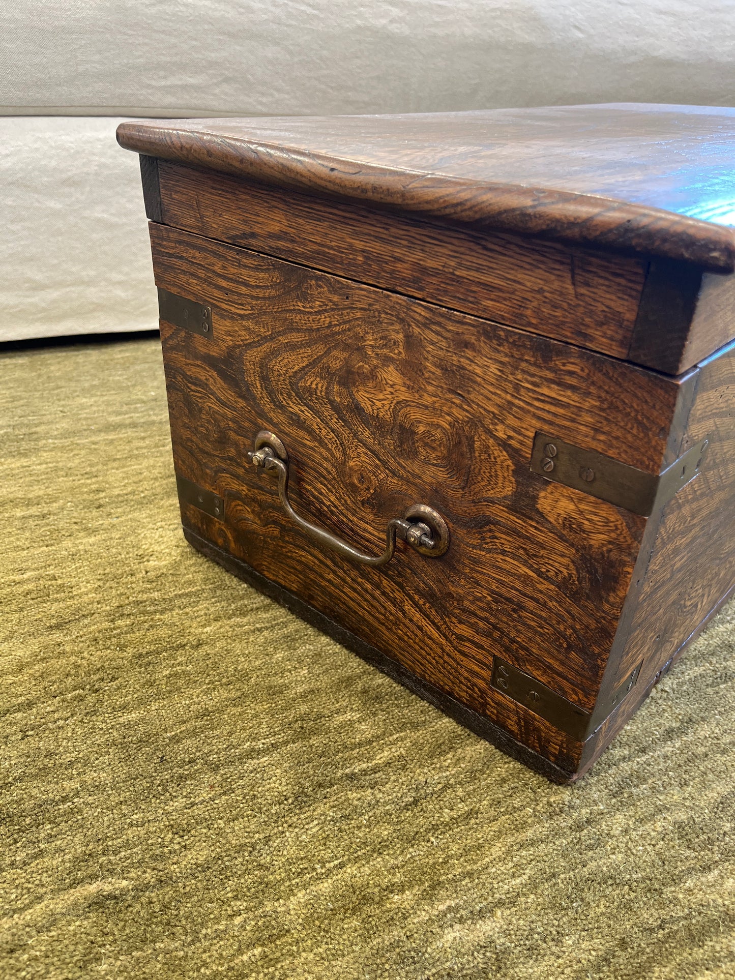 Elm box with brass banding 7 handles