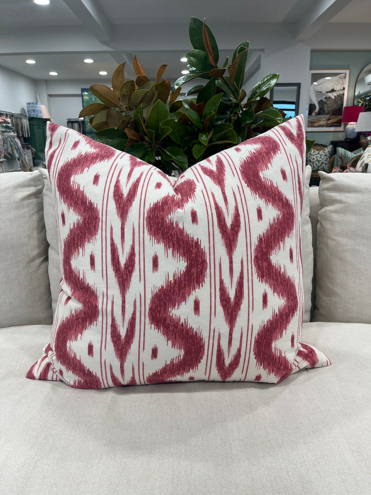 Whiteman & Mellor Pink & White Ikat Cushion