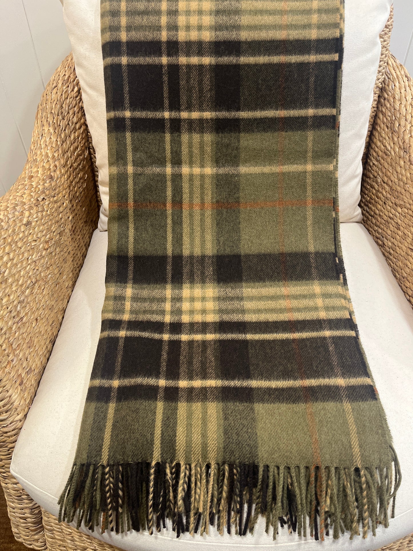 Estate Plaid Olive Merino Throw