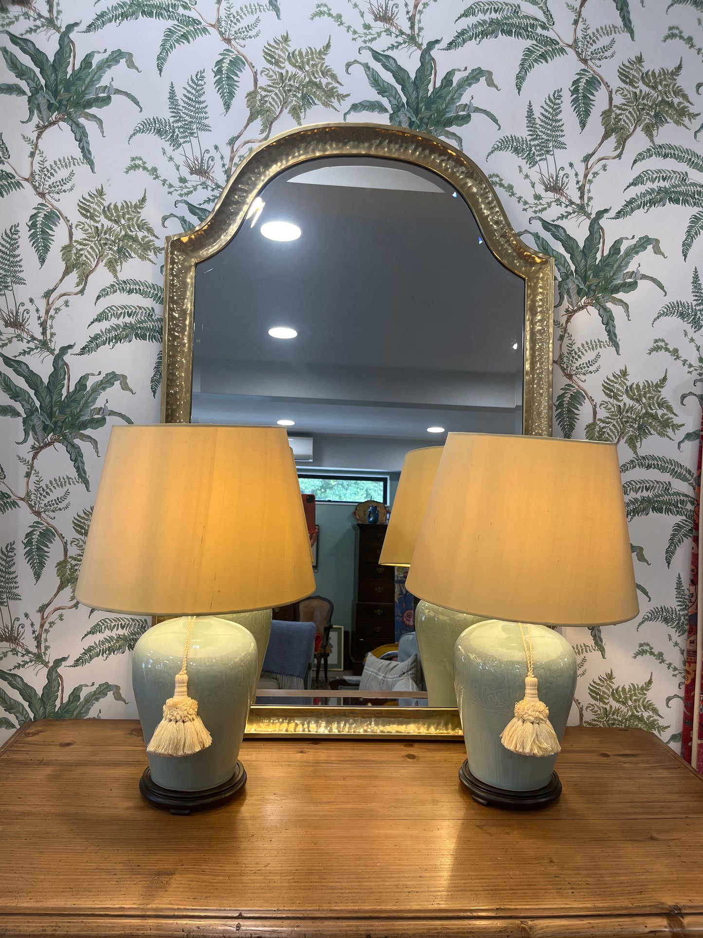 Pair Celadon Lamp Bases