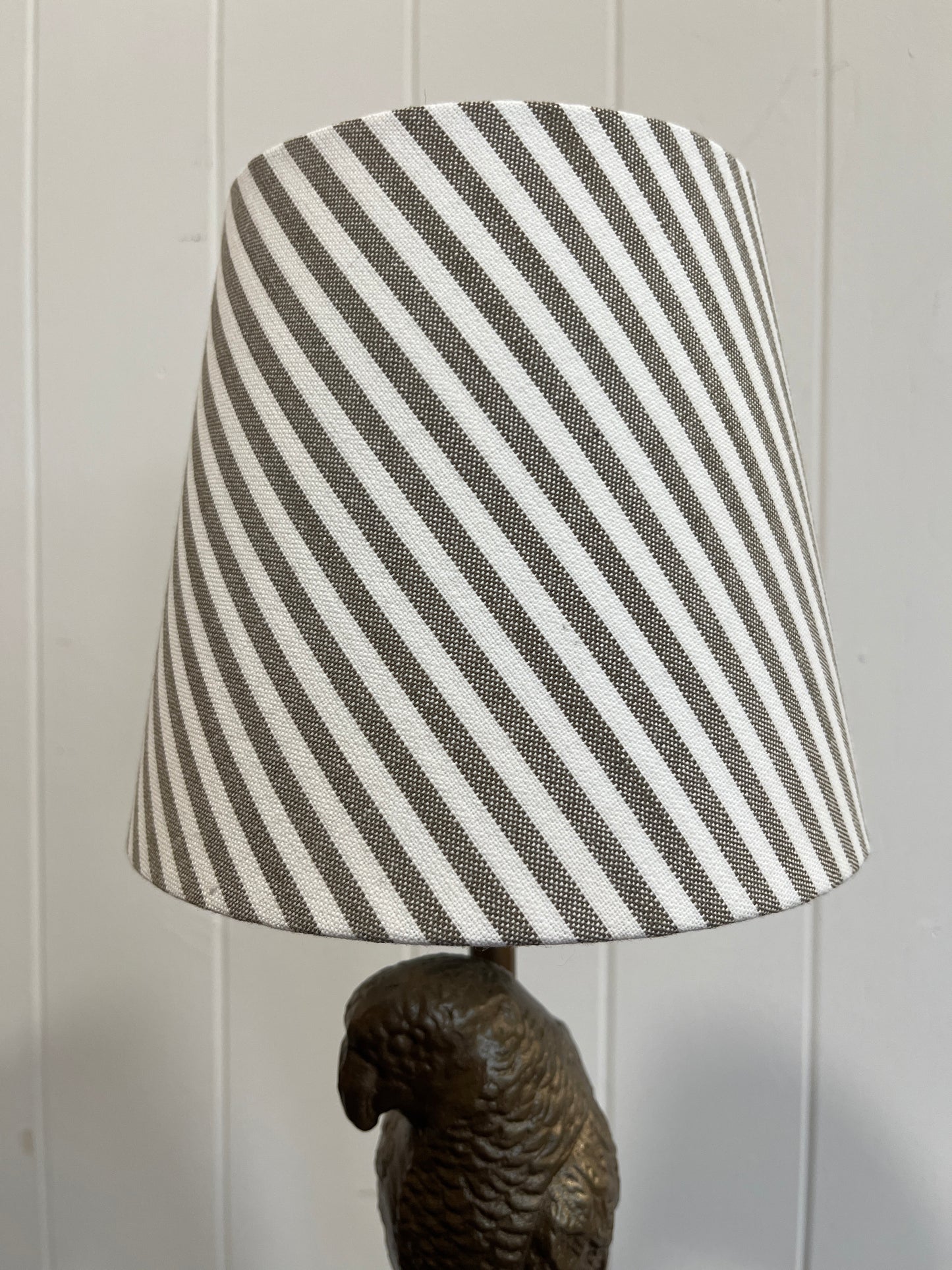 Tan & White Striped Lamp Shade