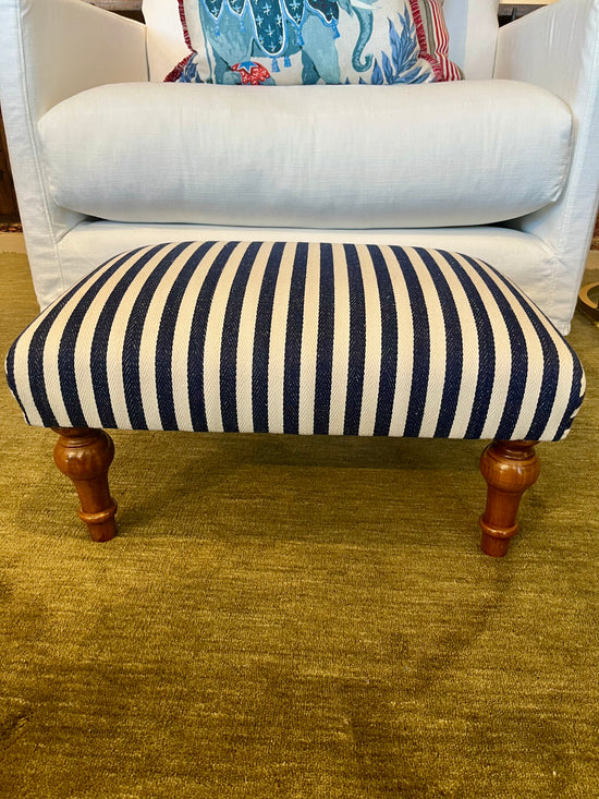 Blue & White Striped Girones Footstool