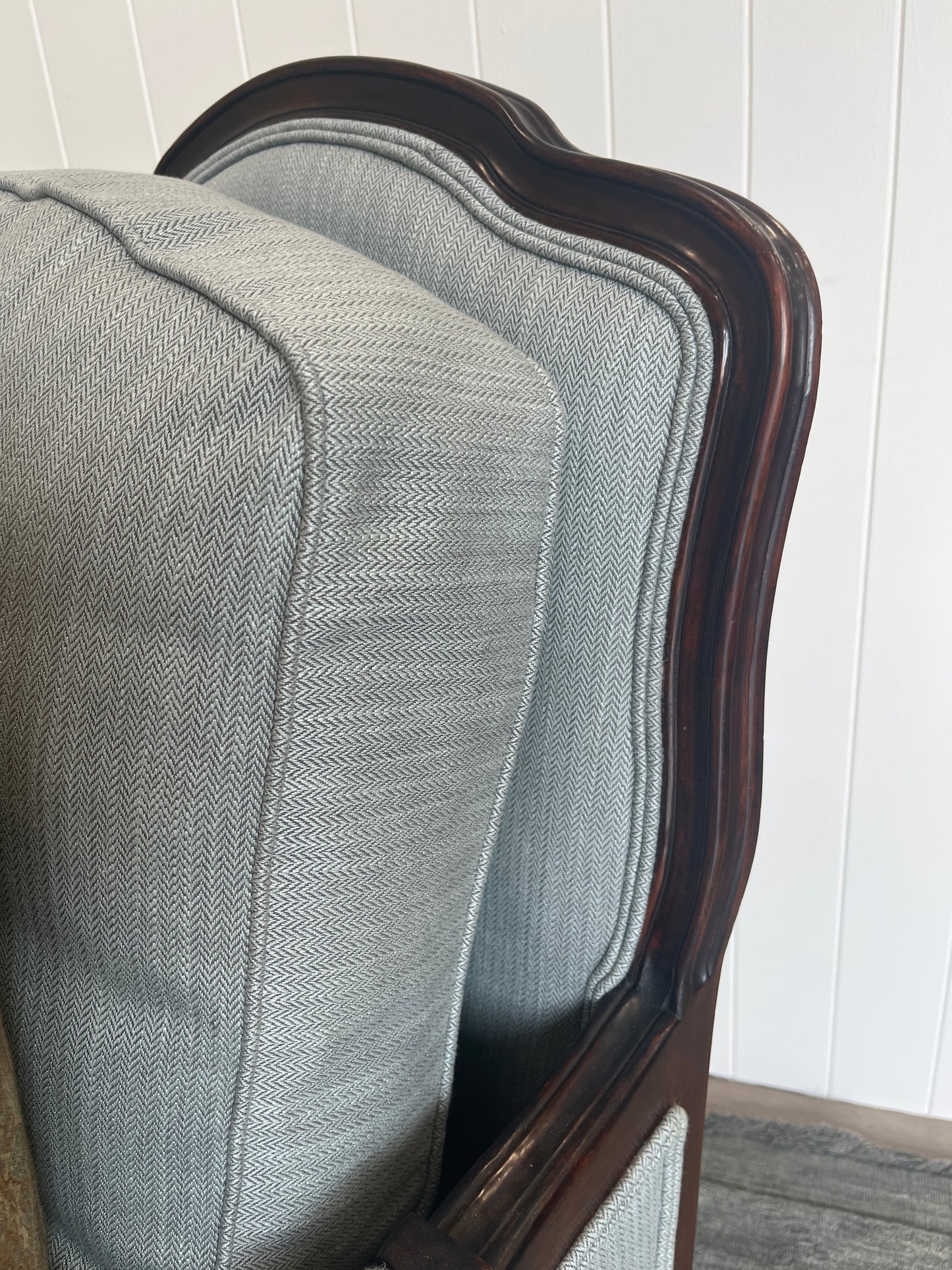 New Oak Framed & Herringbone Pair of Louis Chairs