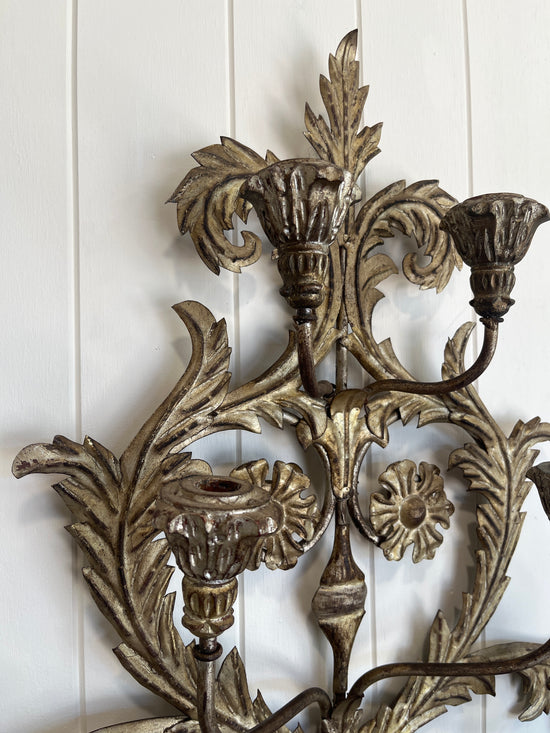 Large Gilt Decorative Owl 8 Candle Wall Sconce