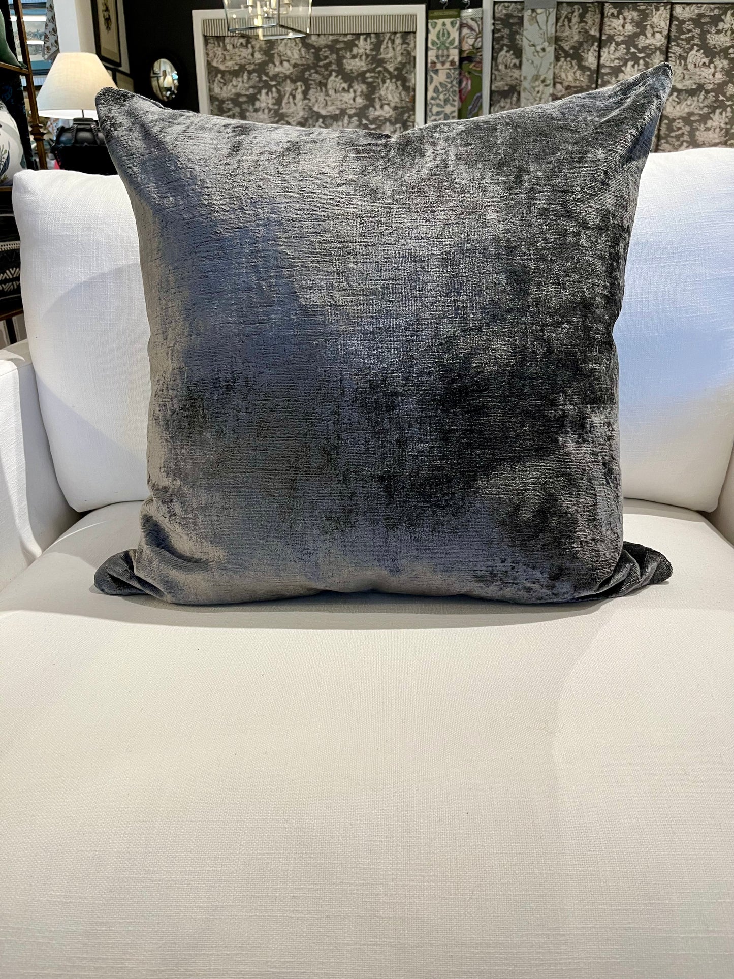 Gunmetal Velvet Cushion