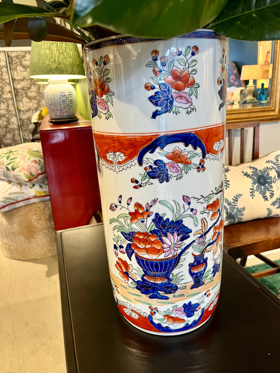 Fabulous blue and red Oriental Umbrella Stand/ walking sticks