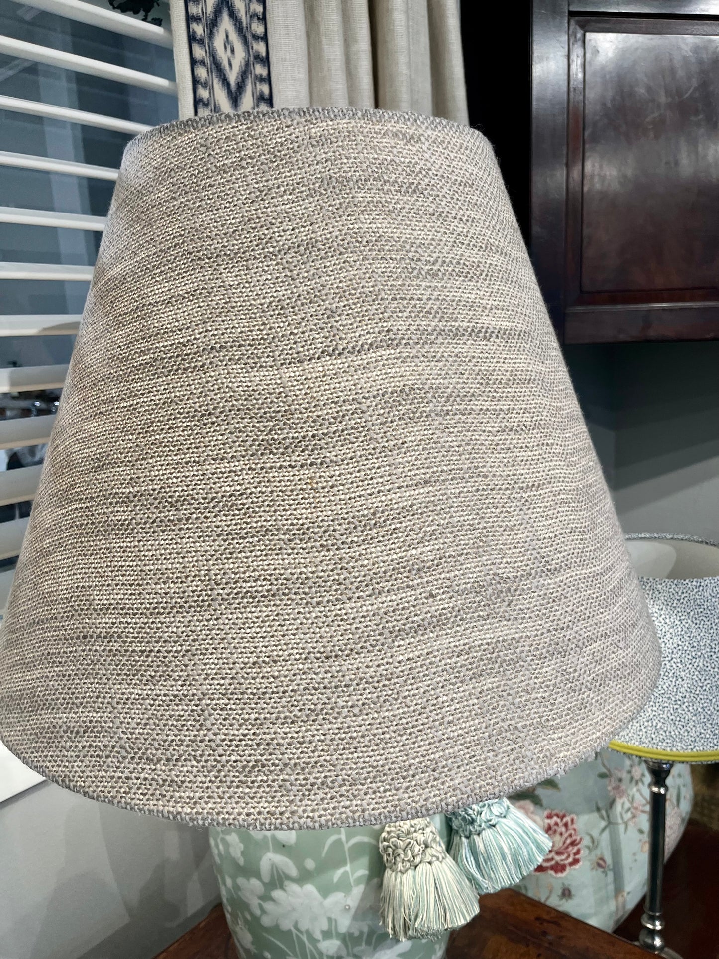 Large Textured Mobassa Linen Shade conical shape