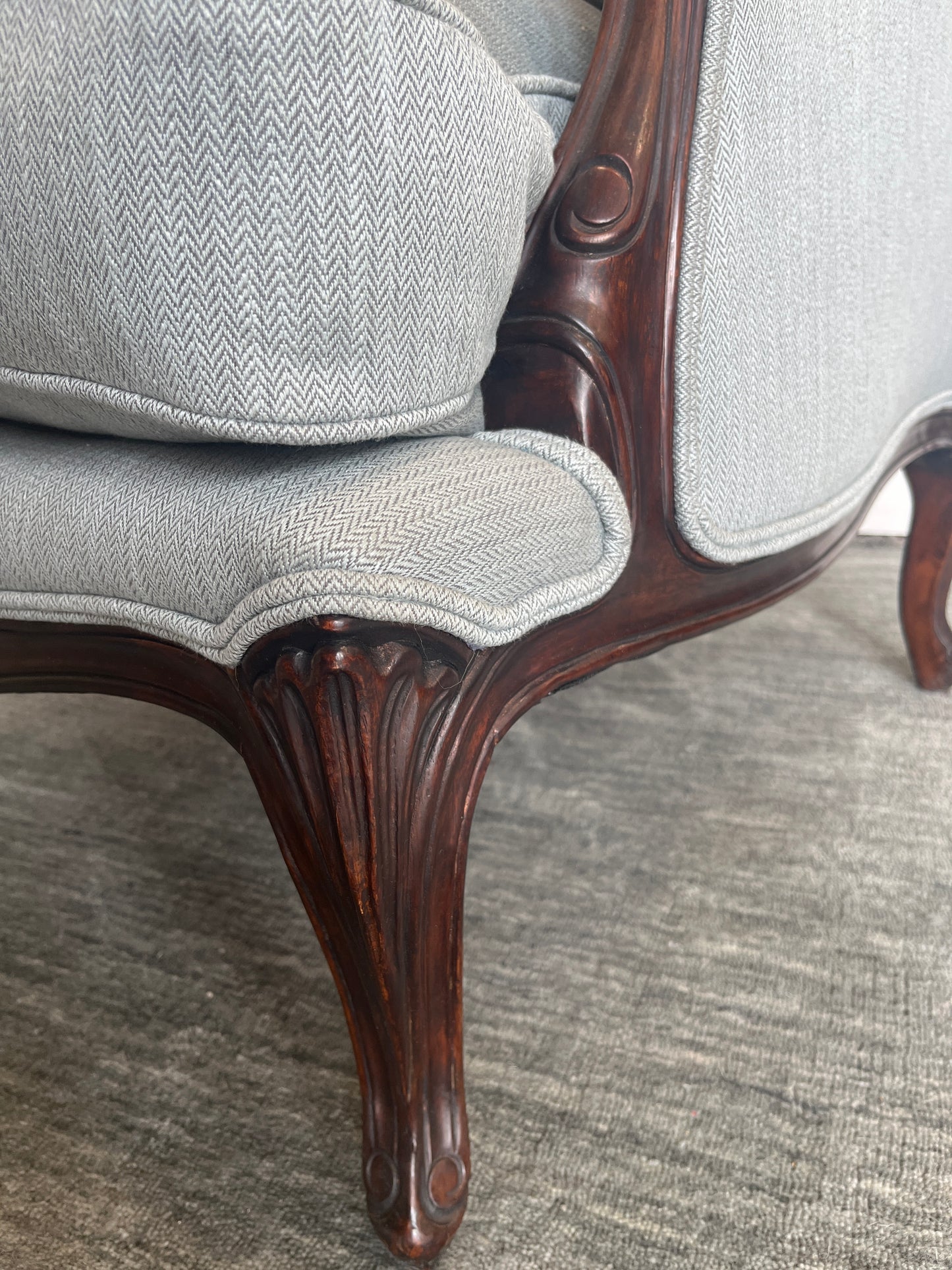 New Oak Framed & Herringbone Pair of Louis Chairs