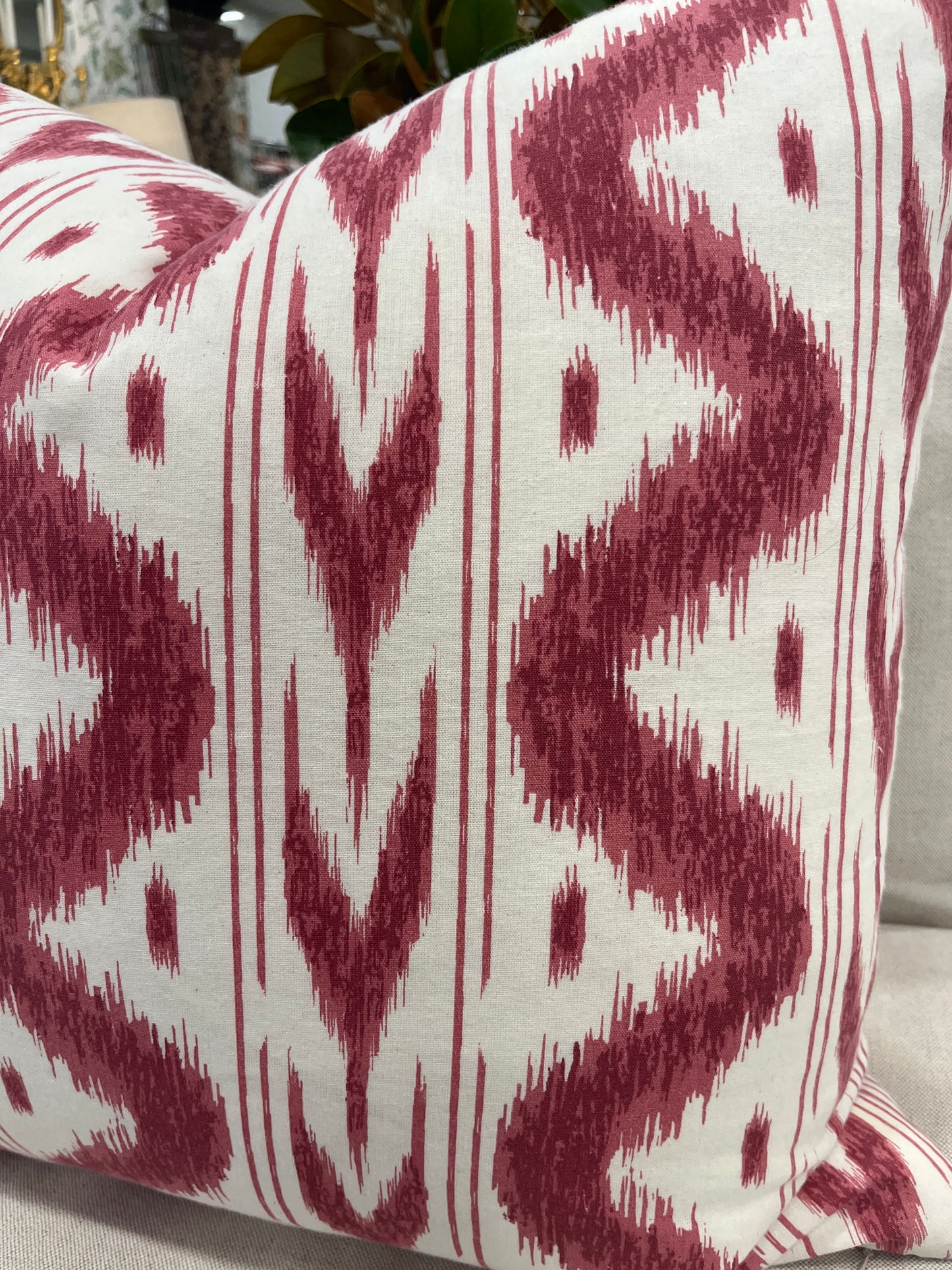 Whiteman & Mellor Pink & White Ikat Cushion