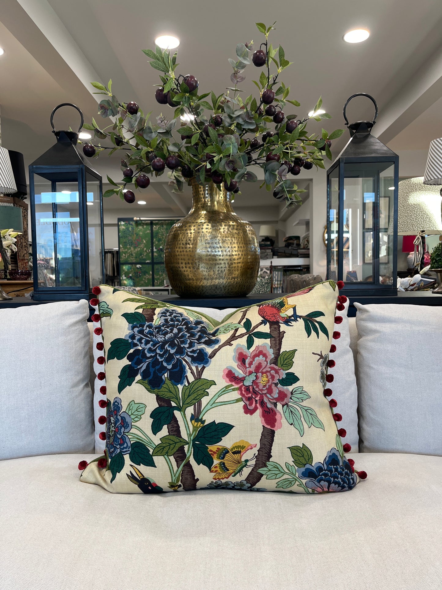 GP & J Baker Hydrangea Bird Cushion