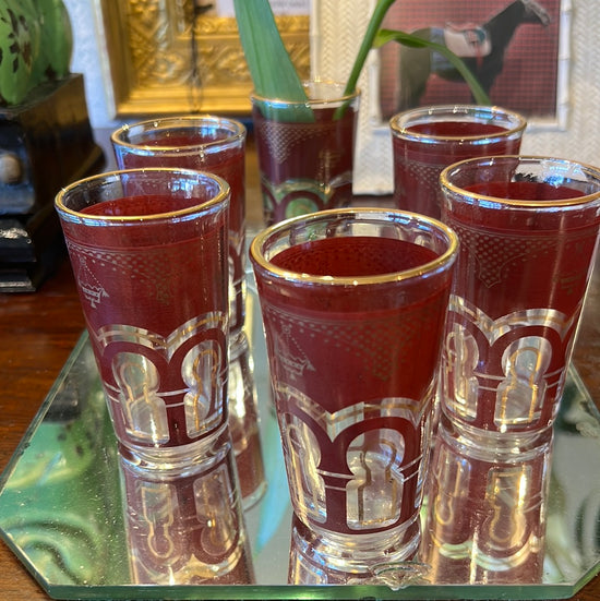 Gorgous Morrocan Red & Gold filigree tea-glasses (set of 6)